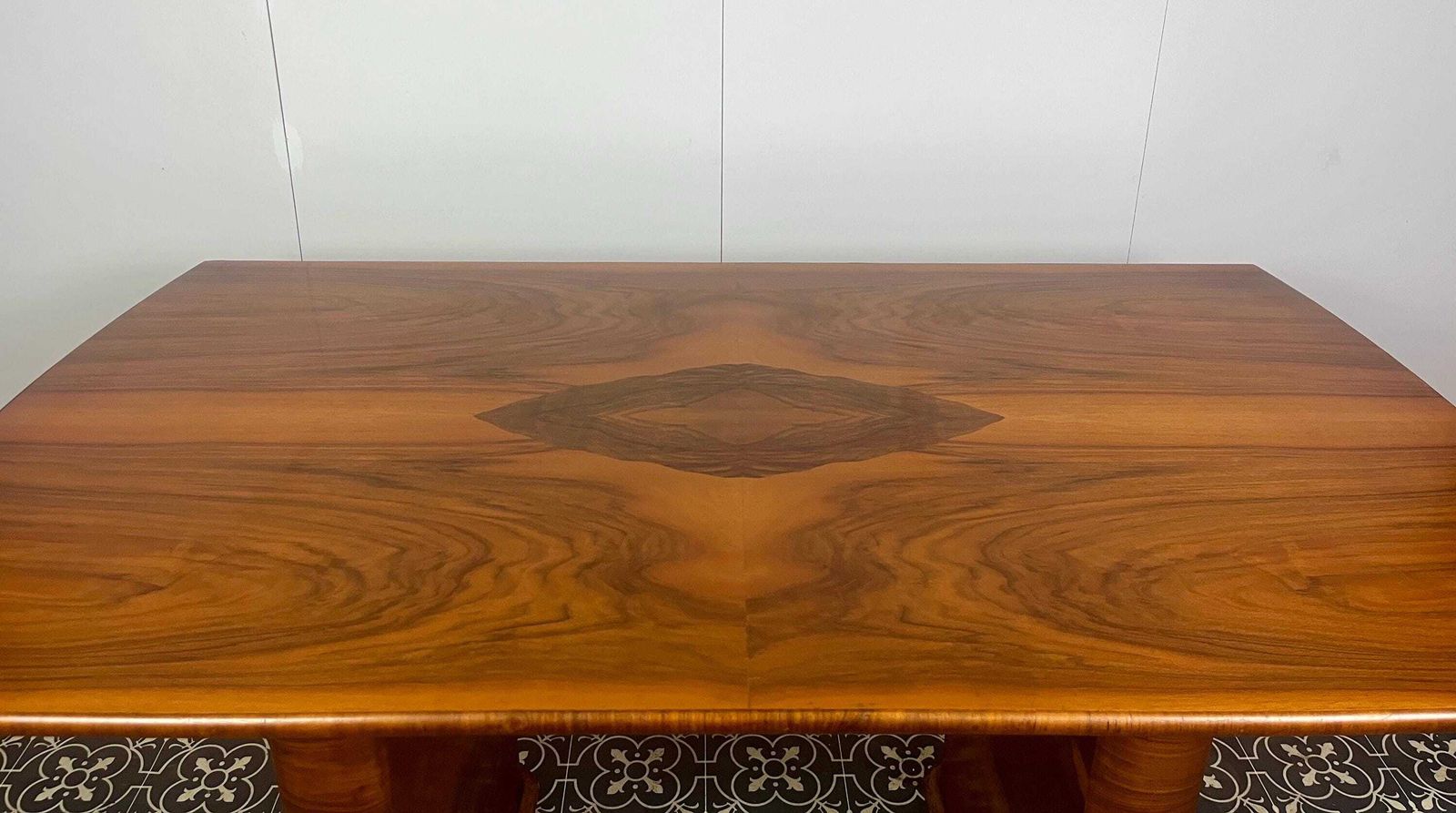 photo buy 1930’s Vintage Art Deco Burr Walnut Dining Table, Period Furniture