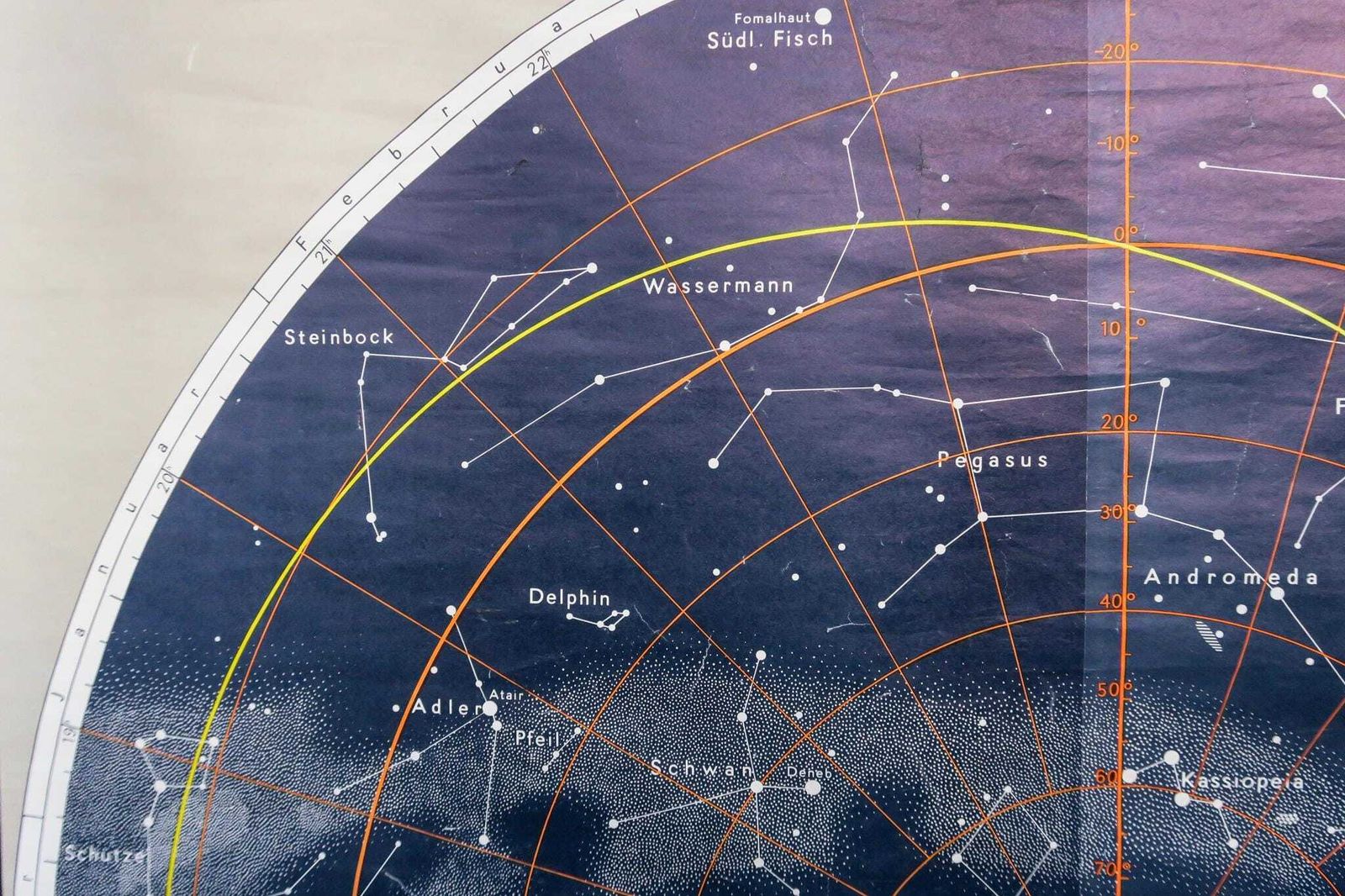 Original Scientific Technical Vintage German School Wall Chart Northern Constellations Astrology Astronomy Graphic Design photo furniture
