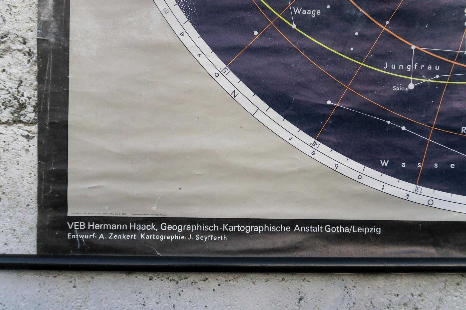 Original Scientific Technical Vintage German School Wall Chart Northern Constellations Astrology Astronomy Graphic Design photo vinterior