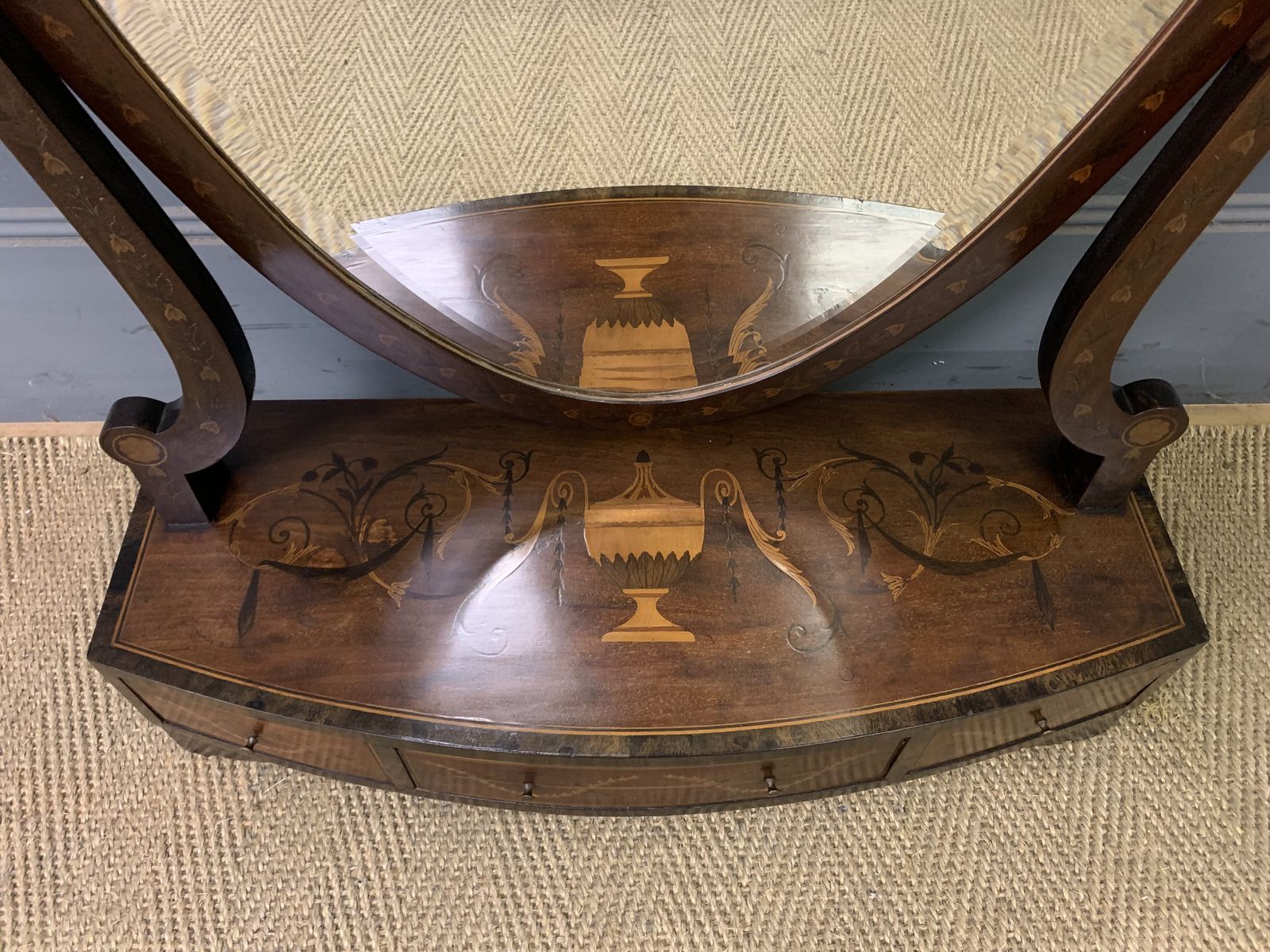 Large Scale Georgian Inlaid Toilet Mirror photo for sale