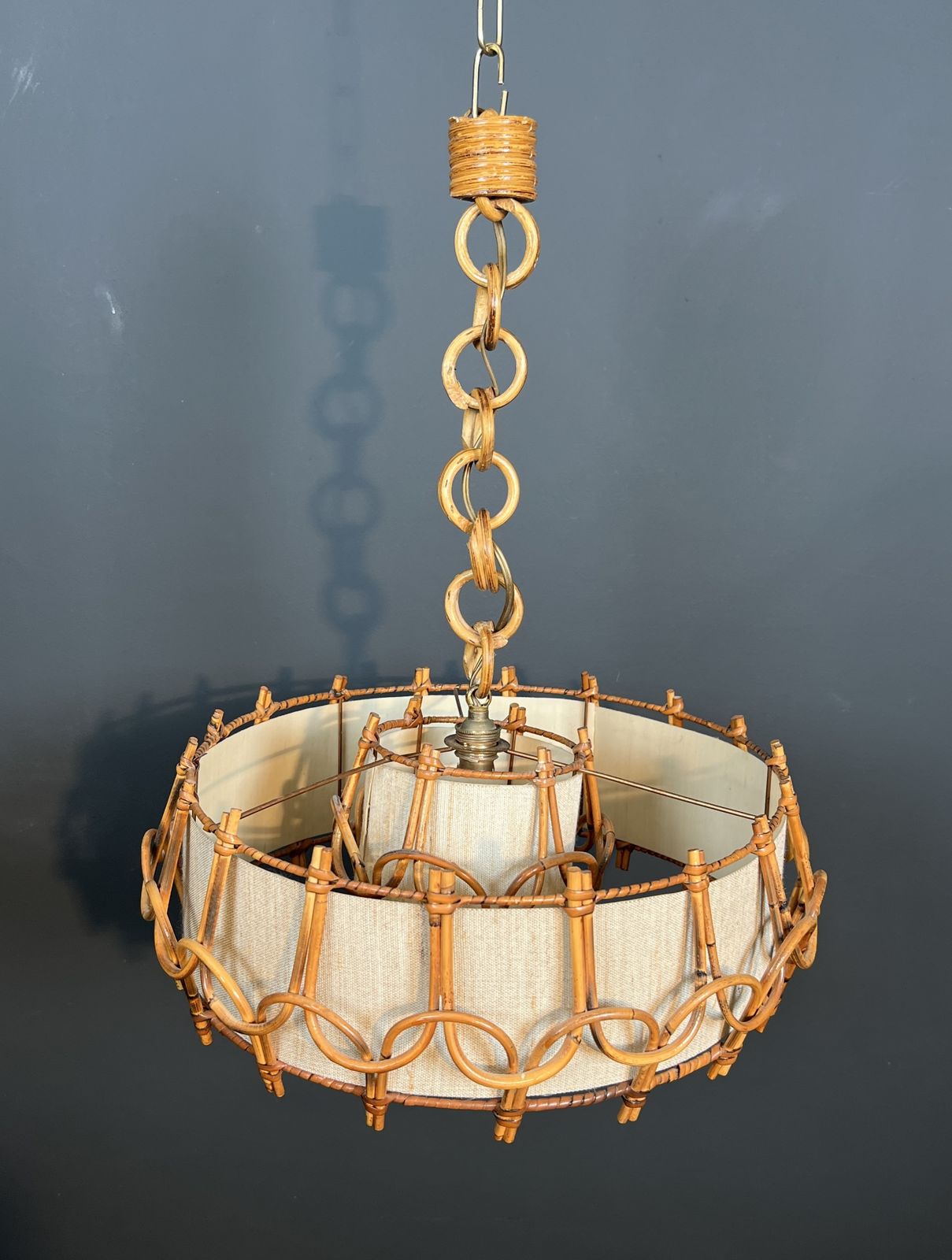 Rattan Chandelier In The Style Of Adrien Audoux And Frida Minet (Audoux Minet) photo 1450.0