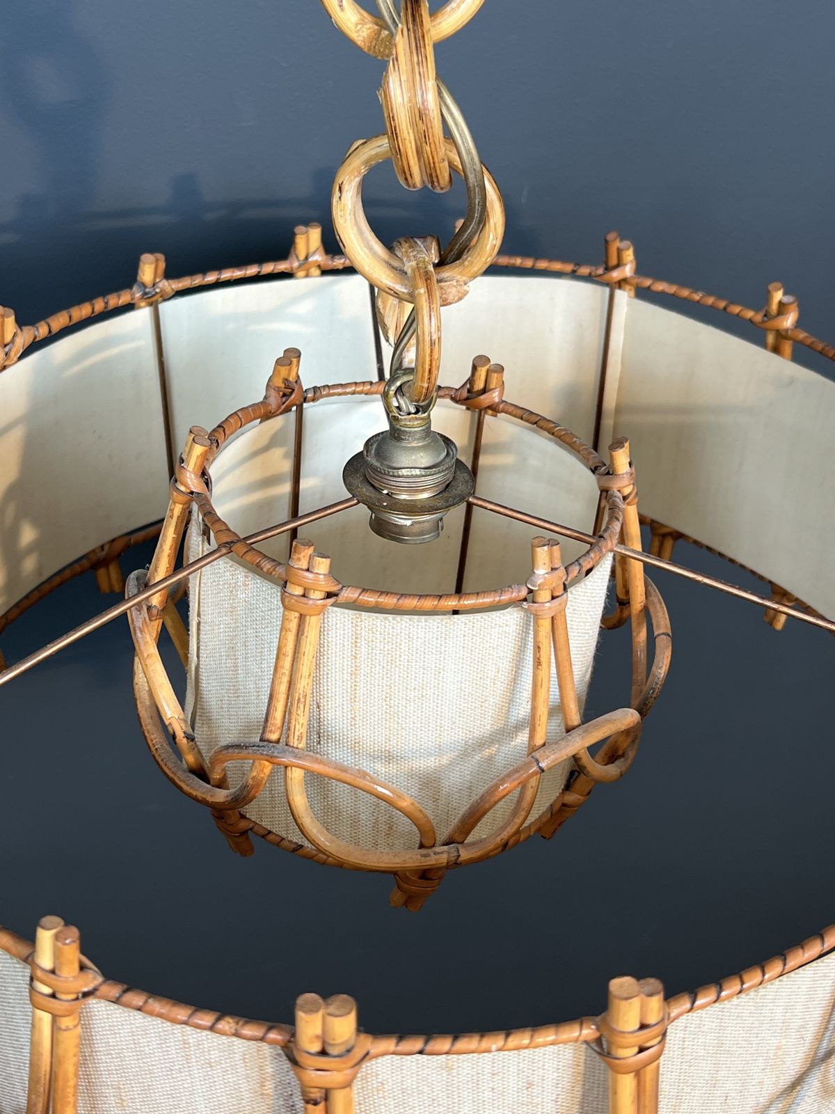 Lighting Rattan Chandelier In The Style Of Adrien Audoux And Frida Minet (Audoux Minet) photo