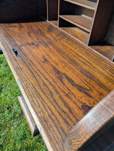 photo for sale Swedish Roll Top Mid Century Oak Desk Delivery Available 0028.