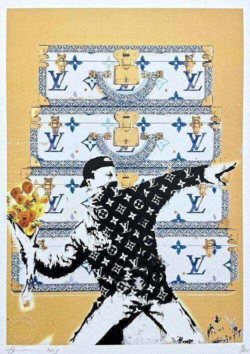 Death Nyc   Banksy Flower Thrower And Louis Vuitton   Limited Edition With Certificate