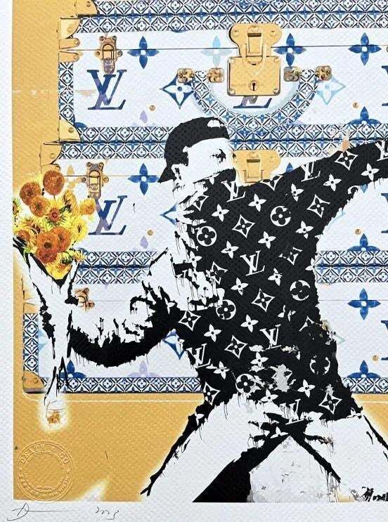 Death Nyc   Banksy Flower Thrower And Louis Vuitton   Limited Edition With Certificate photo for sale