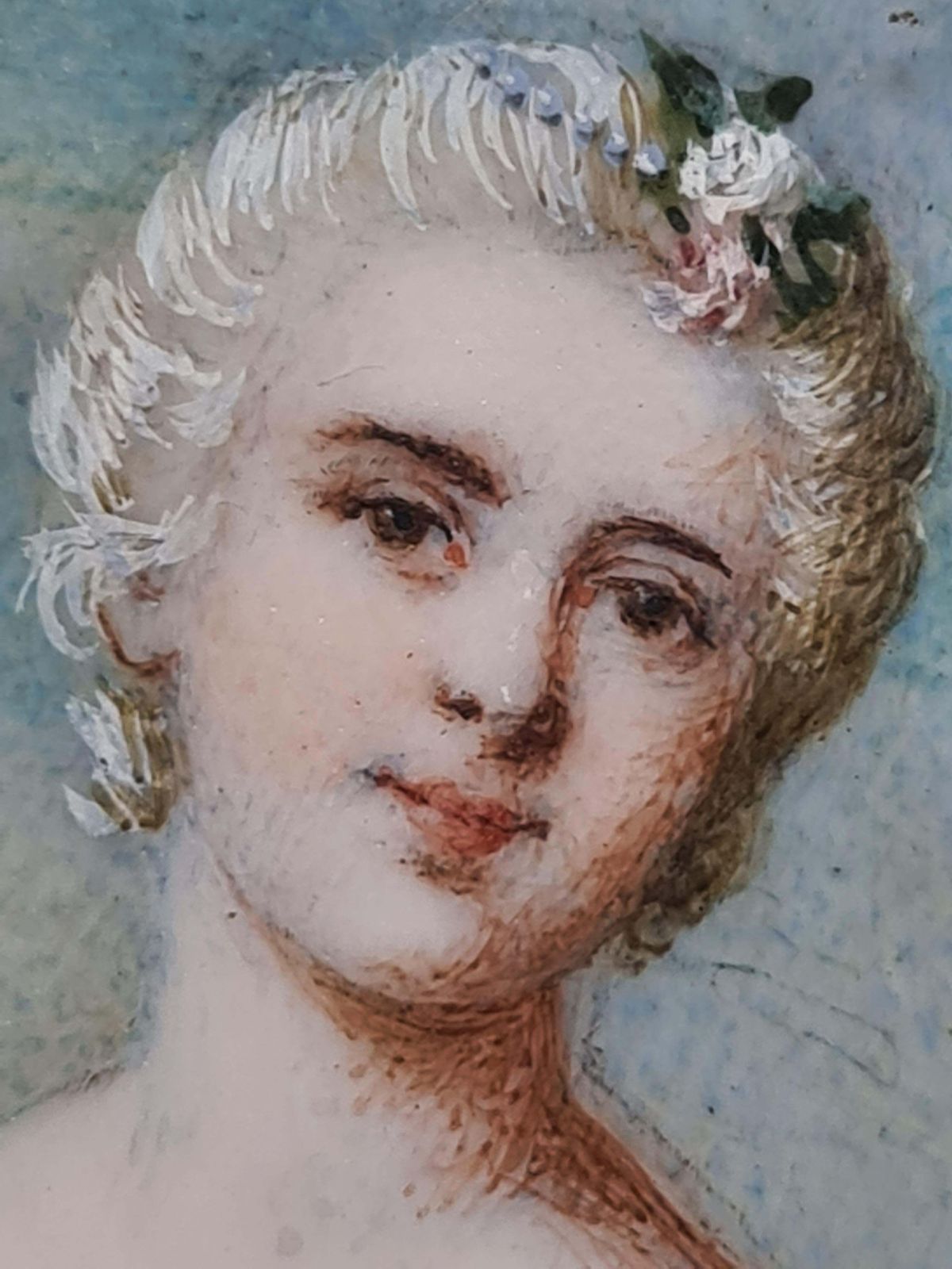 photo furniture Friedrich August Von Kaulbach, Miniature Portrait Of 18th Century Lady, Gouache, Belle Epoque, Signed