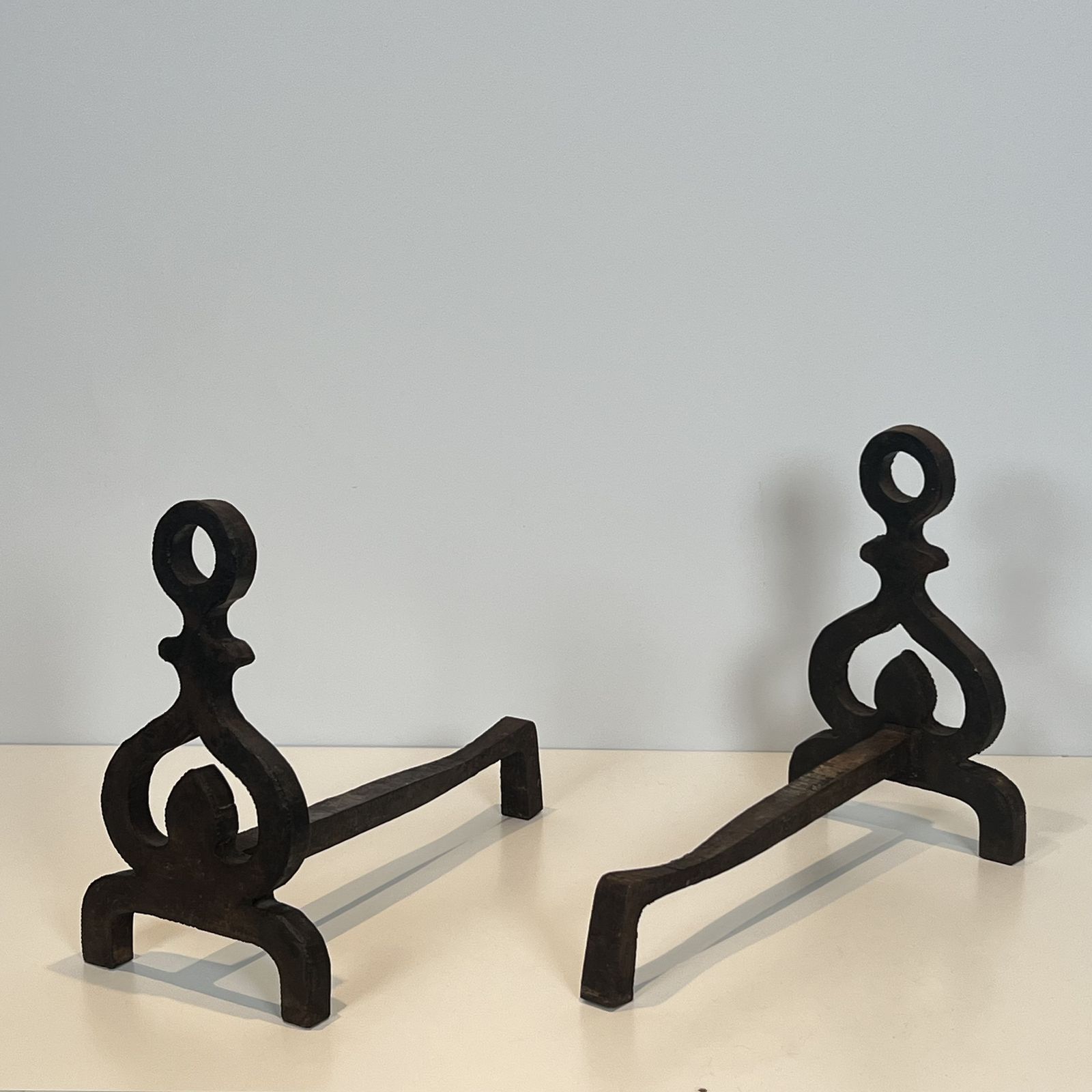 Pair Of Modernist Wrought Iron Andirons photo 1450.0