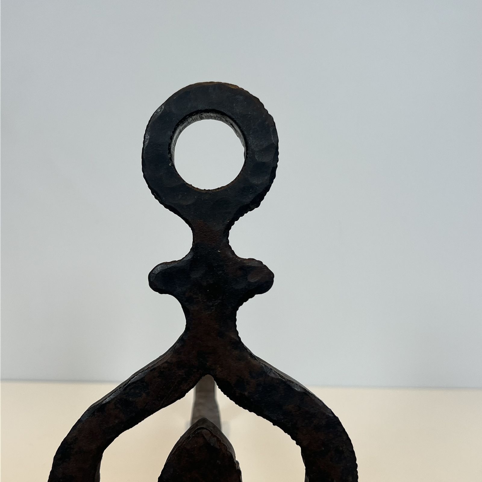 Pair Of Modernist Wrought Iron Andirons photo vintage