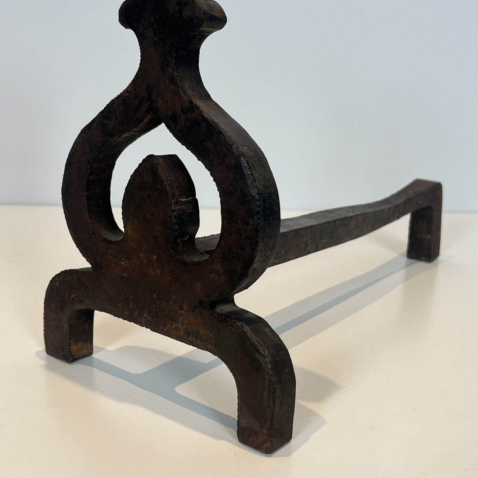 Home Fixtures Pair Of Modernist Wrought Iron Andirons photo