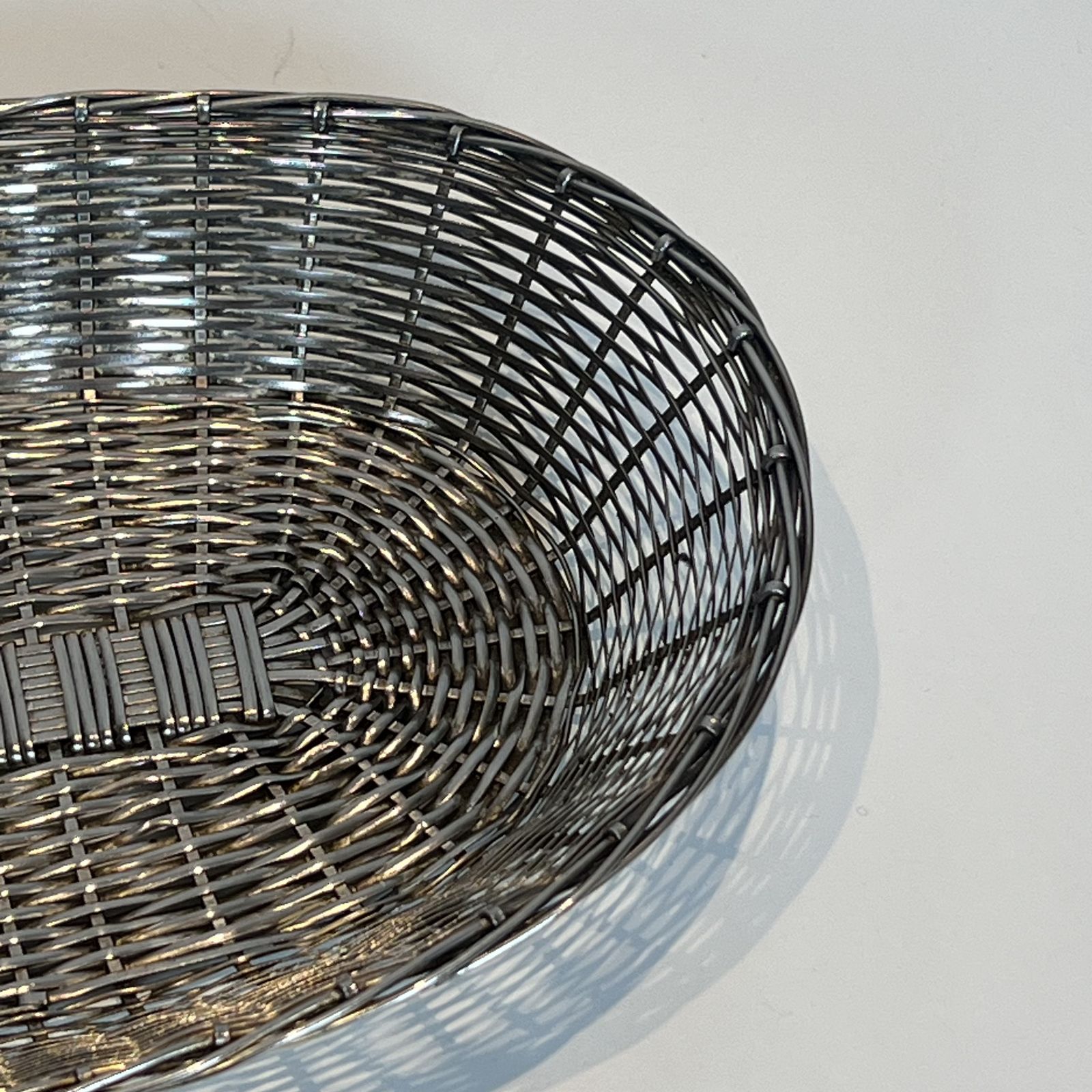 Basket / Trinket Tray Made Of Silver Metal Wire photo vintage