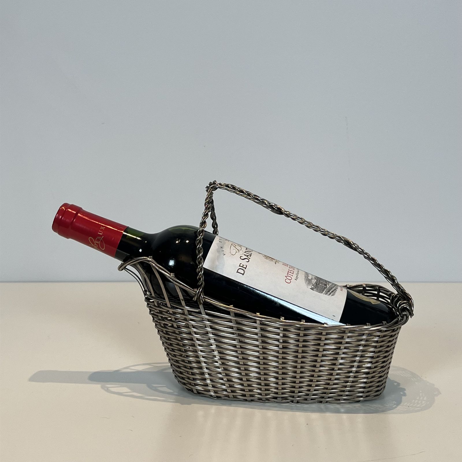 Decanter / Bottle Holder Made Of Silver Metal Wire