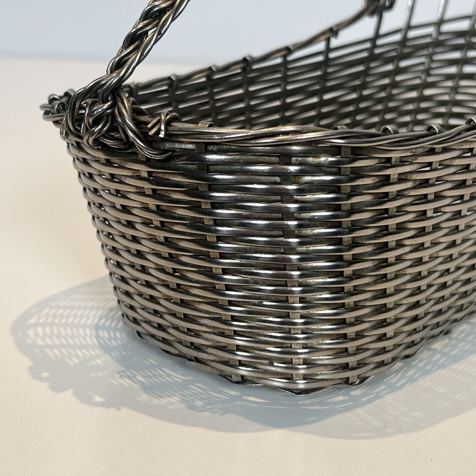 photo for sale Decanter / Bottle Holder Made Of Silver Metal Wire