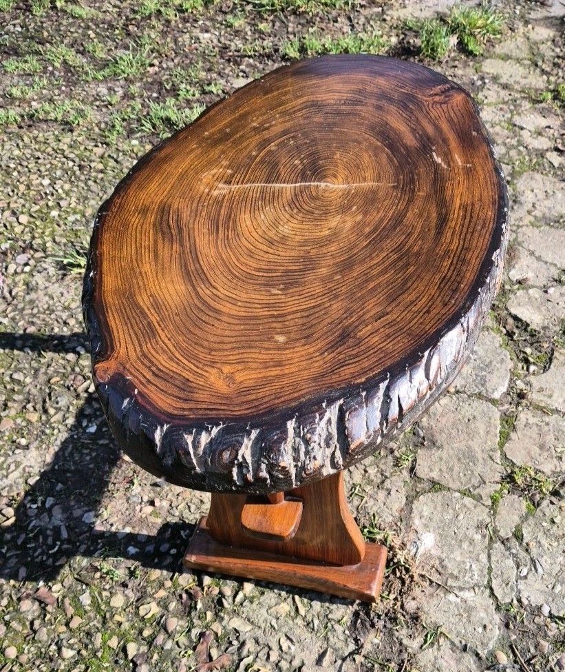 photo furniture Handmade Rustic Vintage Wooden Coffee Table Oval Tree Trunk Side Table