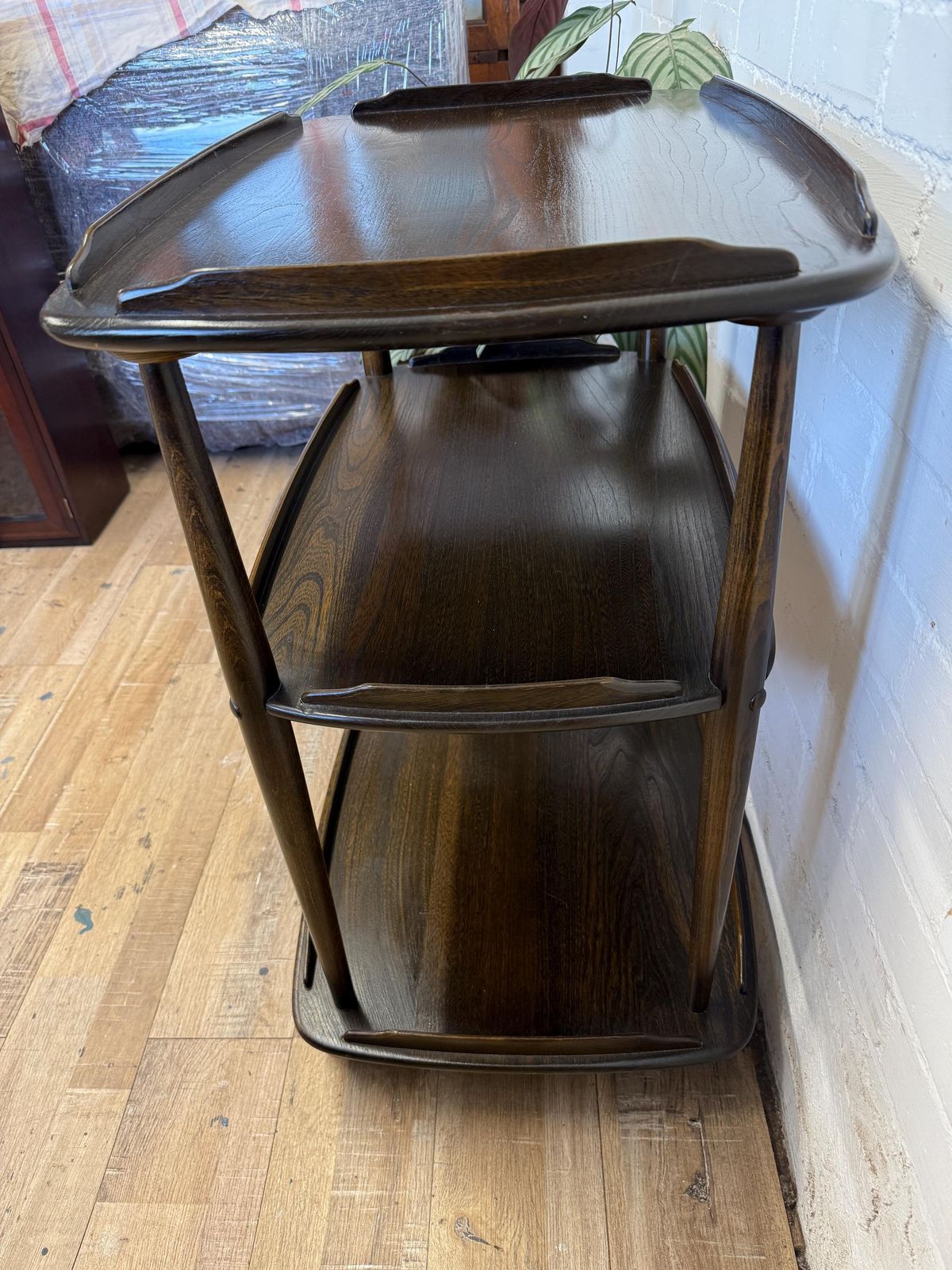 Ercol 3 Tier Serving Trolley Solid Elm Beech | Original Dark Finish | Very Good Condition photo Furniture