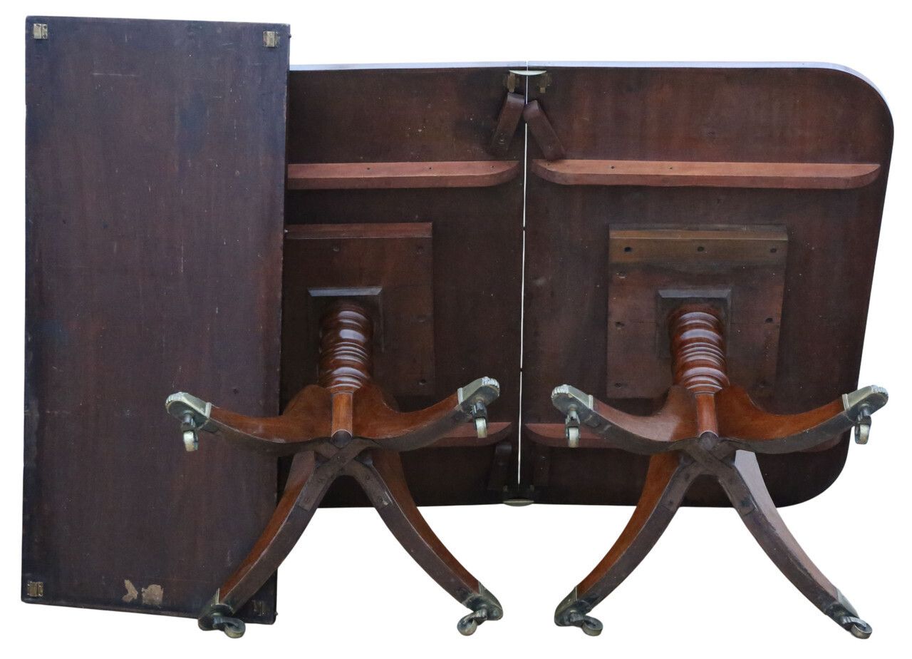 Furniture Antique 19th Century Georgian Mahogany Extending Dining Table – Large Twin Pedestal photo