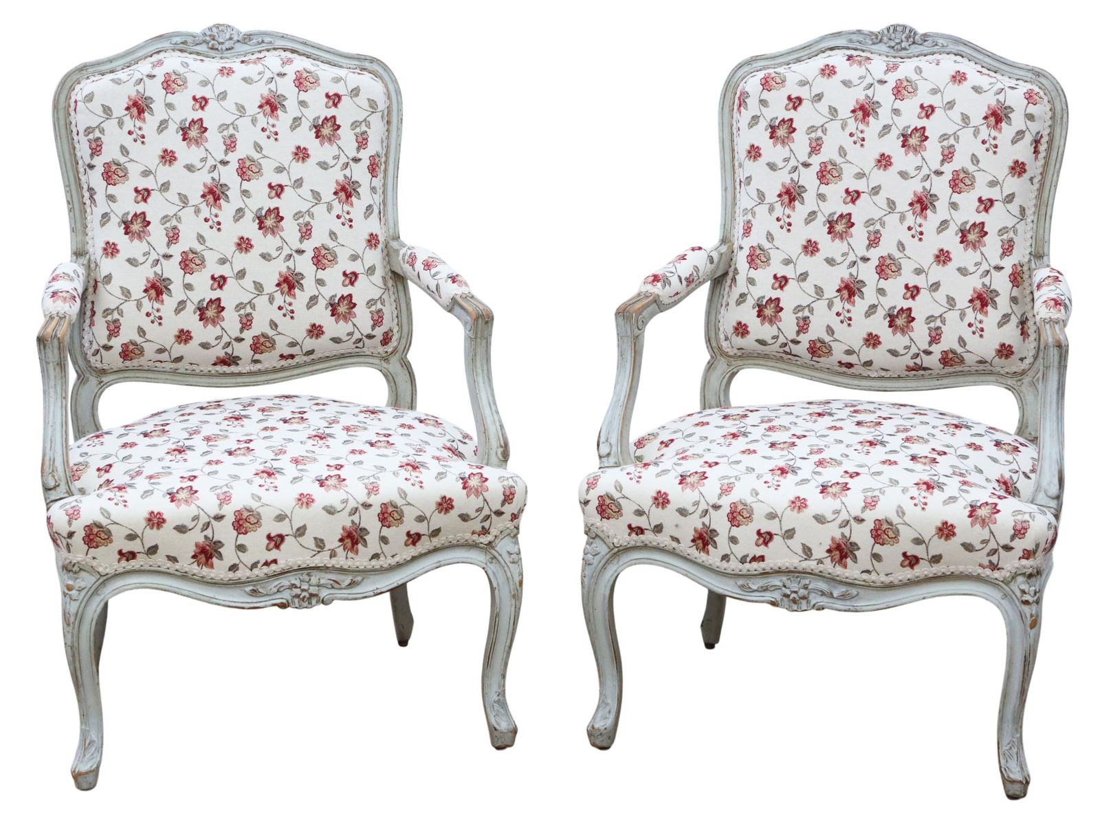 Antique C.1900 French Pair Of Painted Armchairs – Quality Period Seating