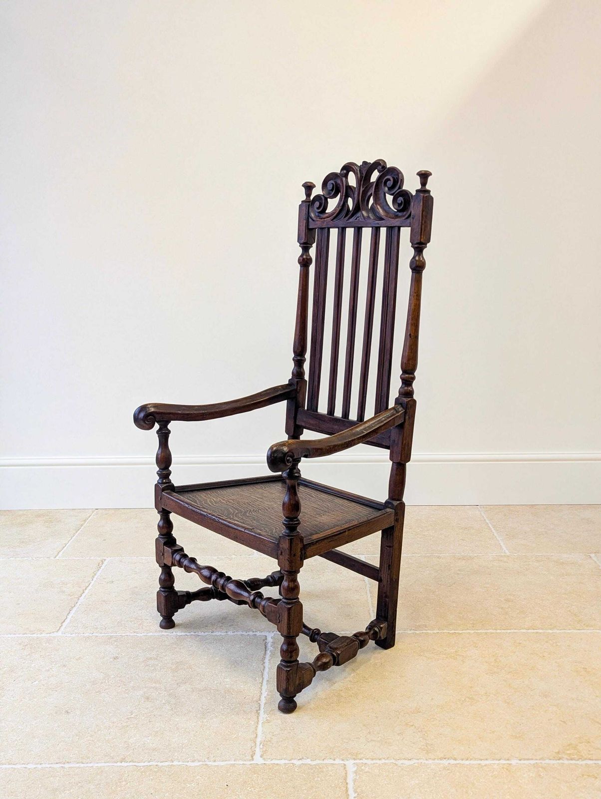Antique William And Mary Oak Armchair C.1700 photo vintage