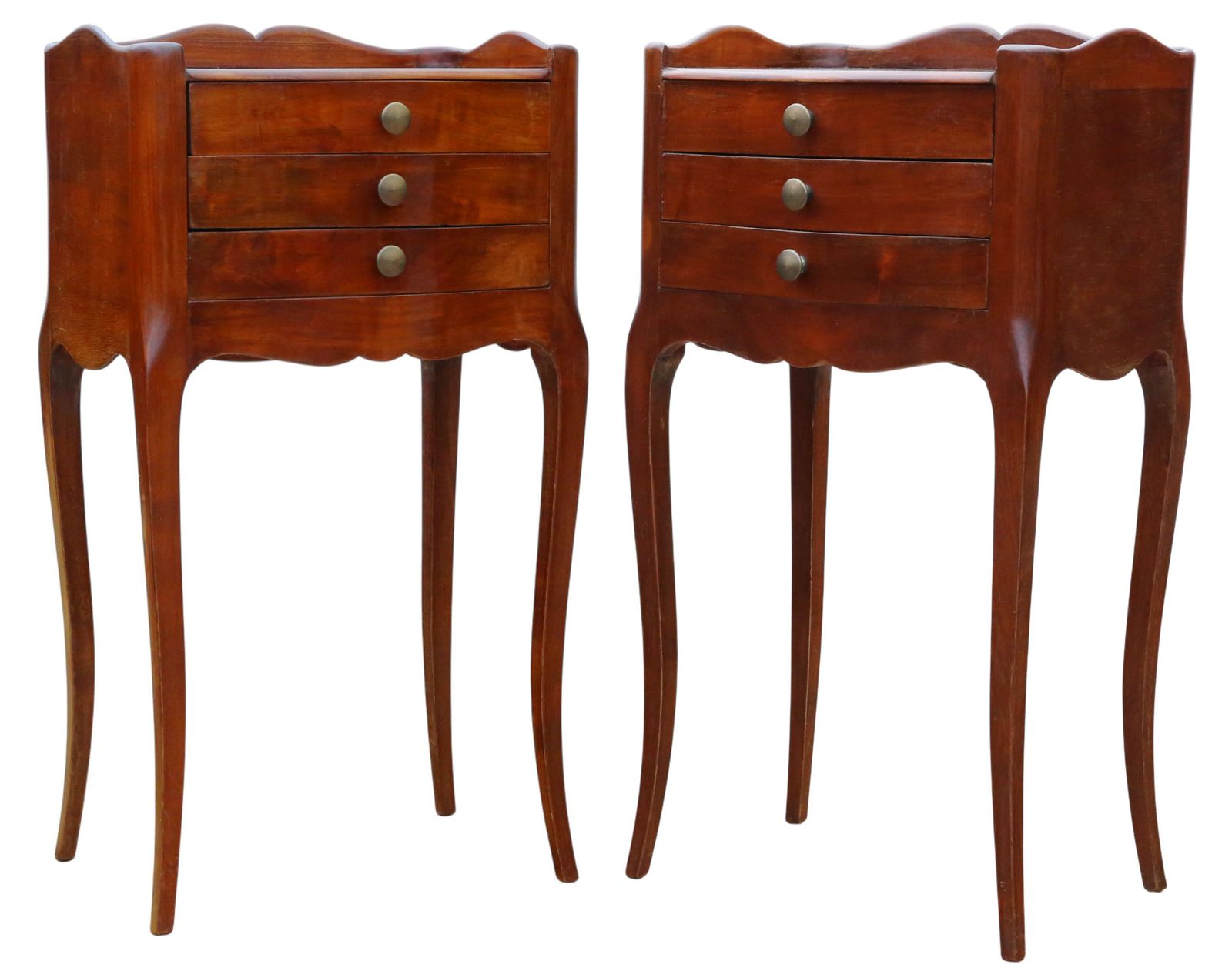 Vintage Retro Pair Of Walnut And Chestnut Bedside Tables – Warm Colour, Fine Quality