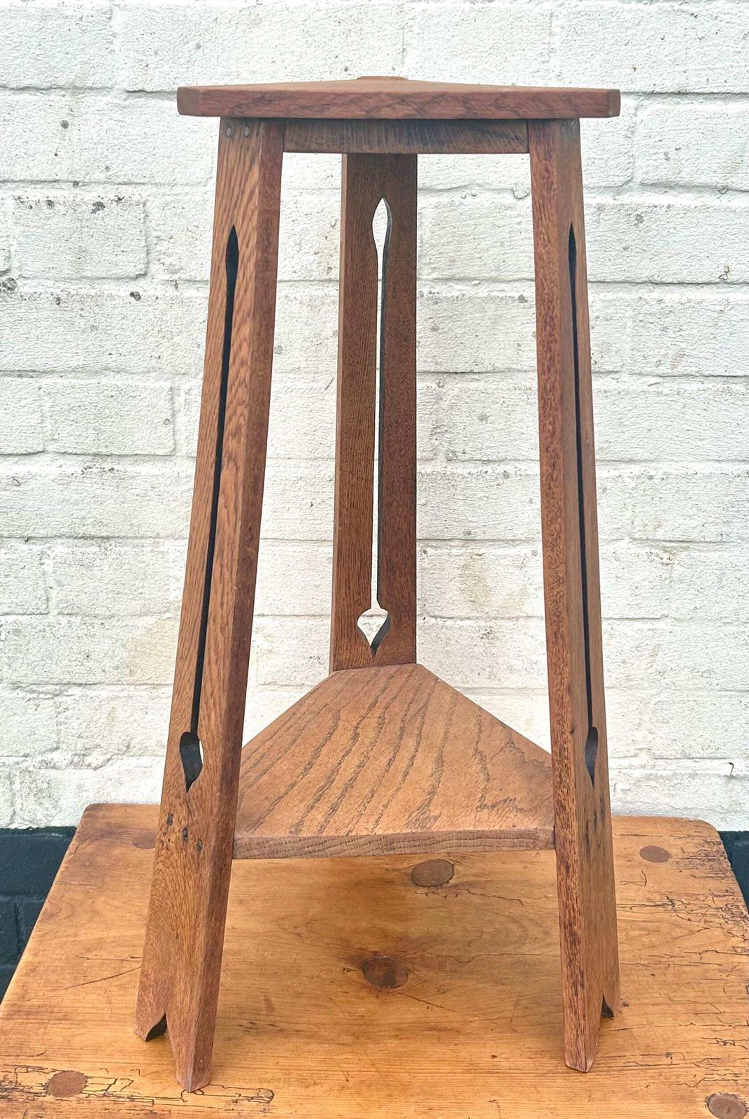Arts And Crafts Oak Antique Side Table Vintage Wooden Victorian Hall Desk Industrial Occasional photo 240.0