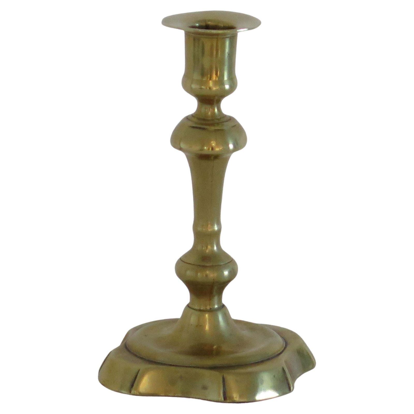 Antique English Candlestick Solid Brass George II, Circa 1735, Heavy photo furniture