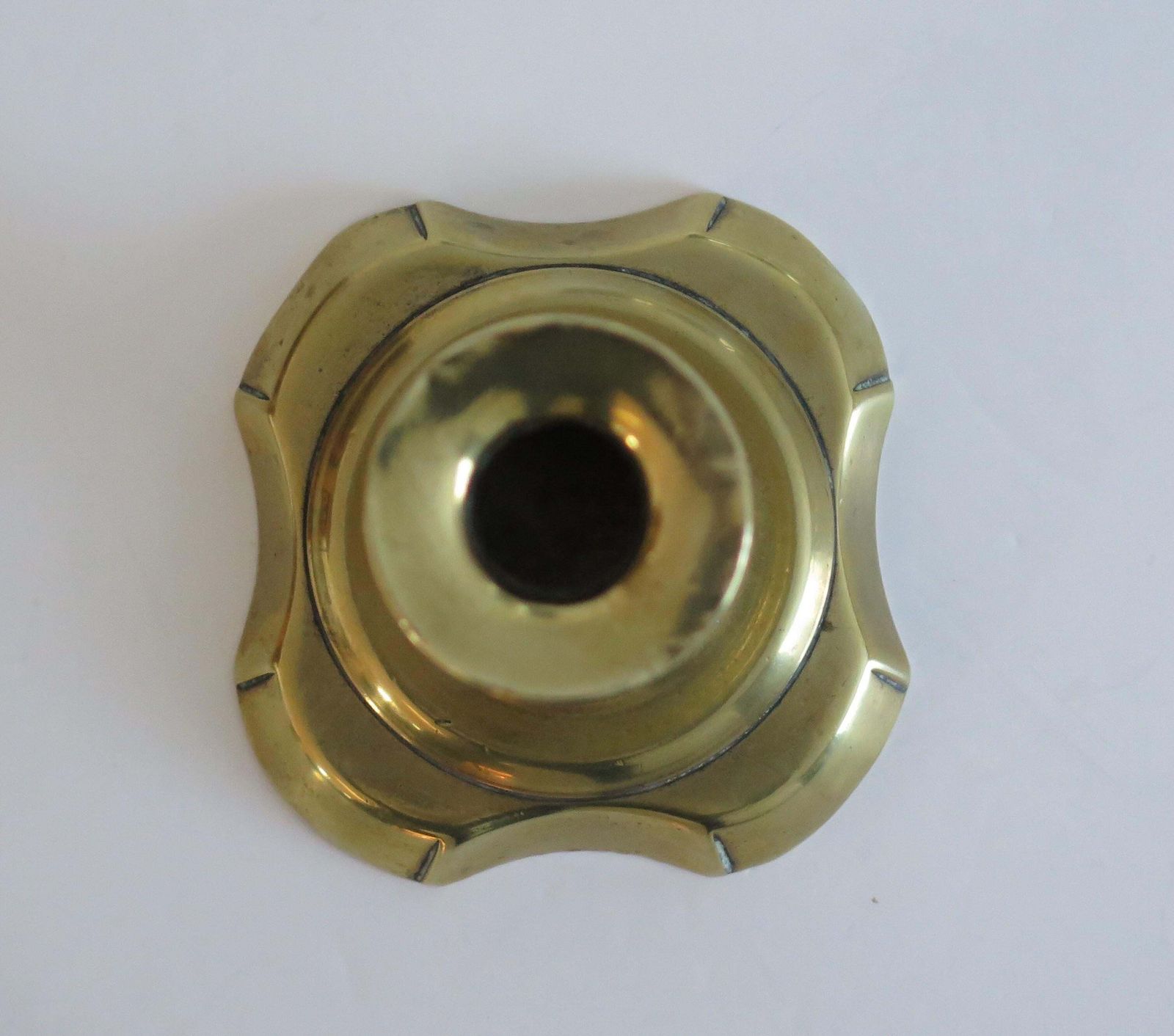 425.0 Antique English Candlestick Solid Brass George II, Circa 1735, Heavy photo