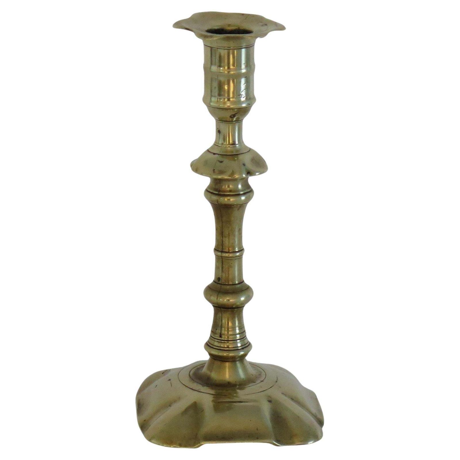 English Georgian Solid Brass Candlestick Seemed, Circa 1770
