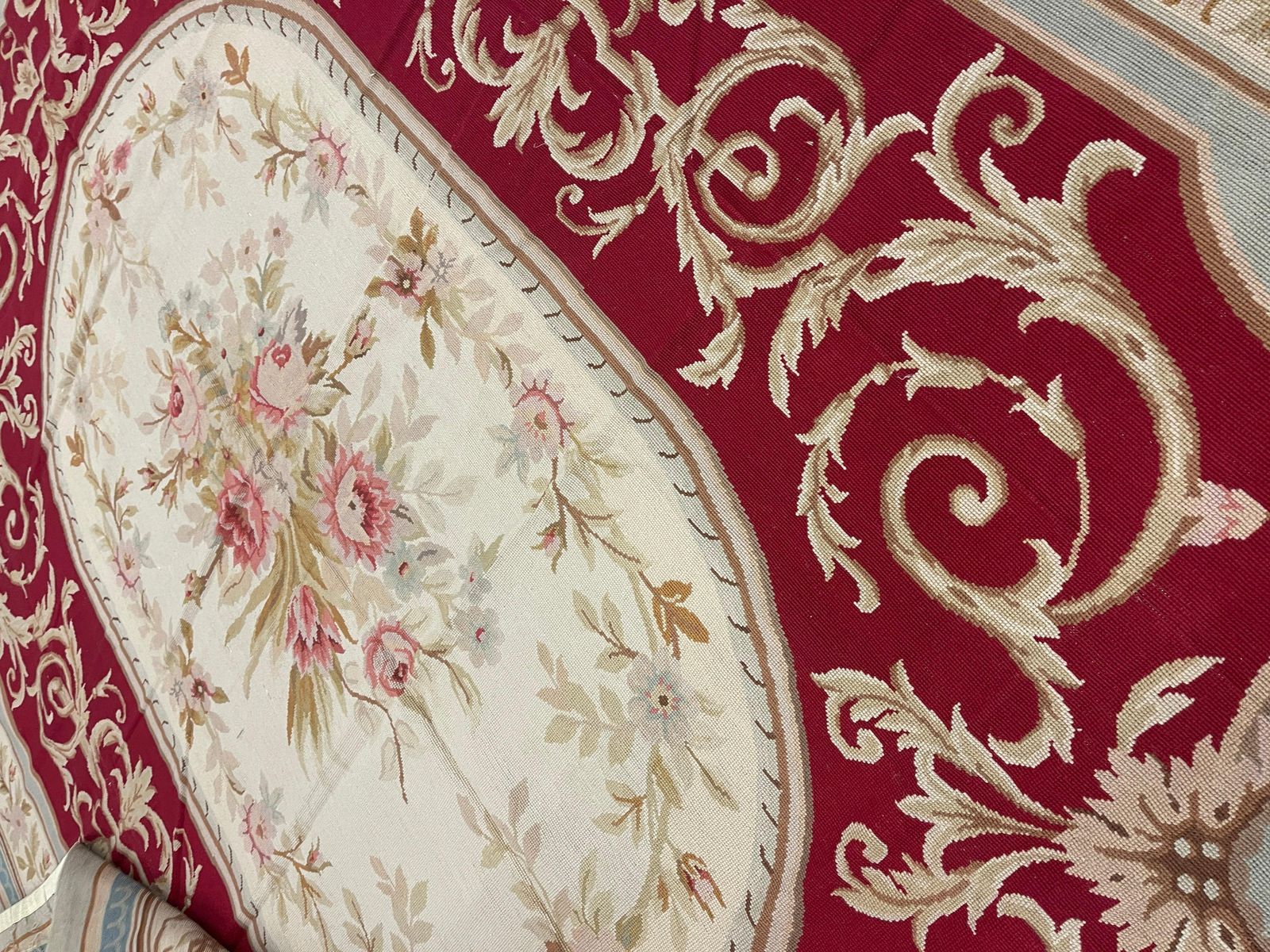 Red Beige Aubusson Rug French Traditional Carpet Handwoven Floral Needlepoint photo buy