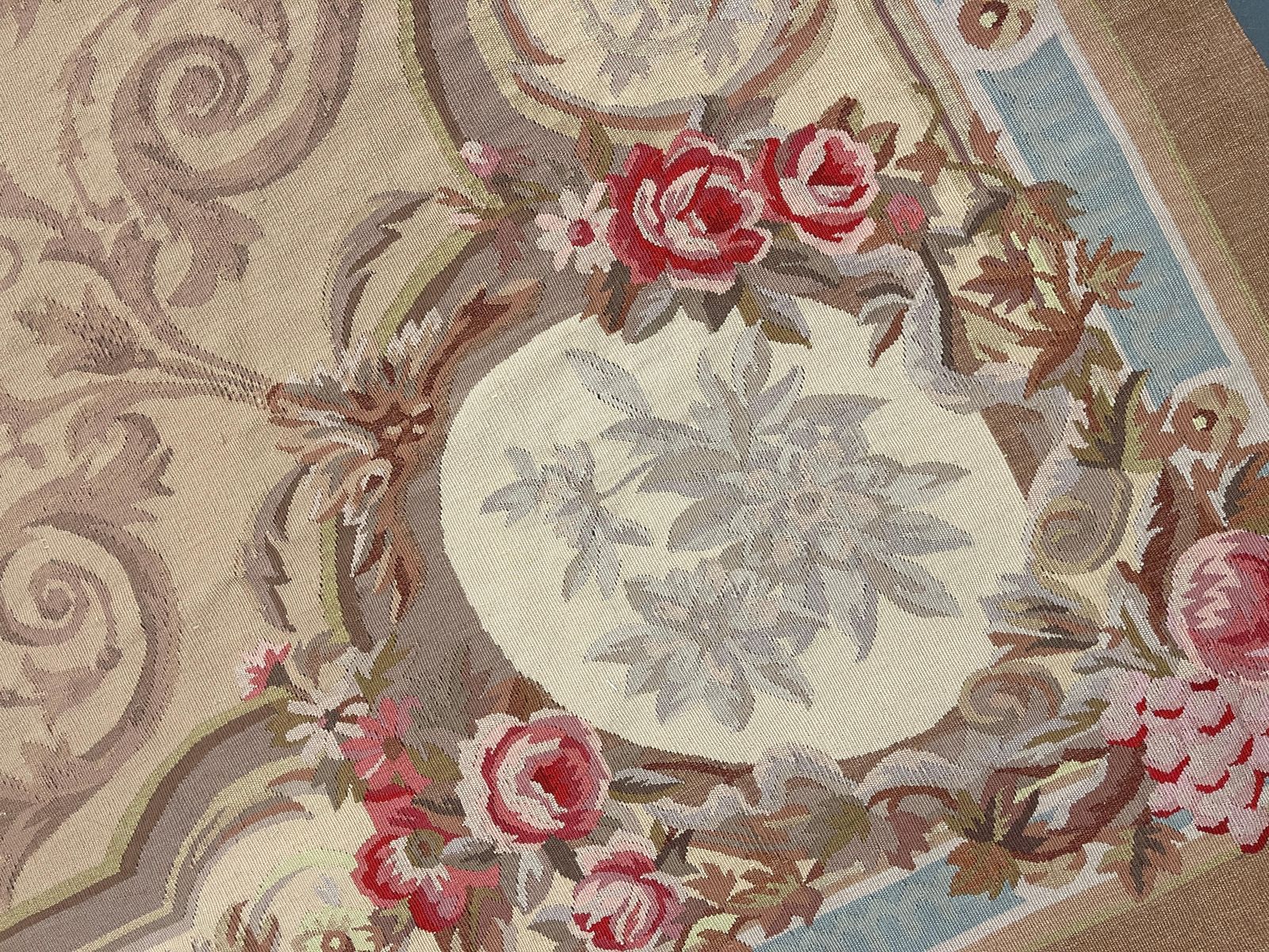 Traditional Carpet French Aubusson Style Area Rug Handwoven Wool Rug Needlepoint photo for sale