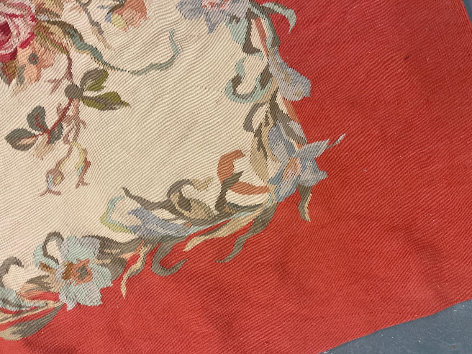 Blush Pink Carpet Aubusson Rug Vase Floral Area Rug Handwoven Home Needlepoint photo Textiles