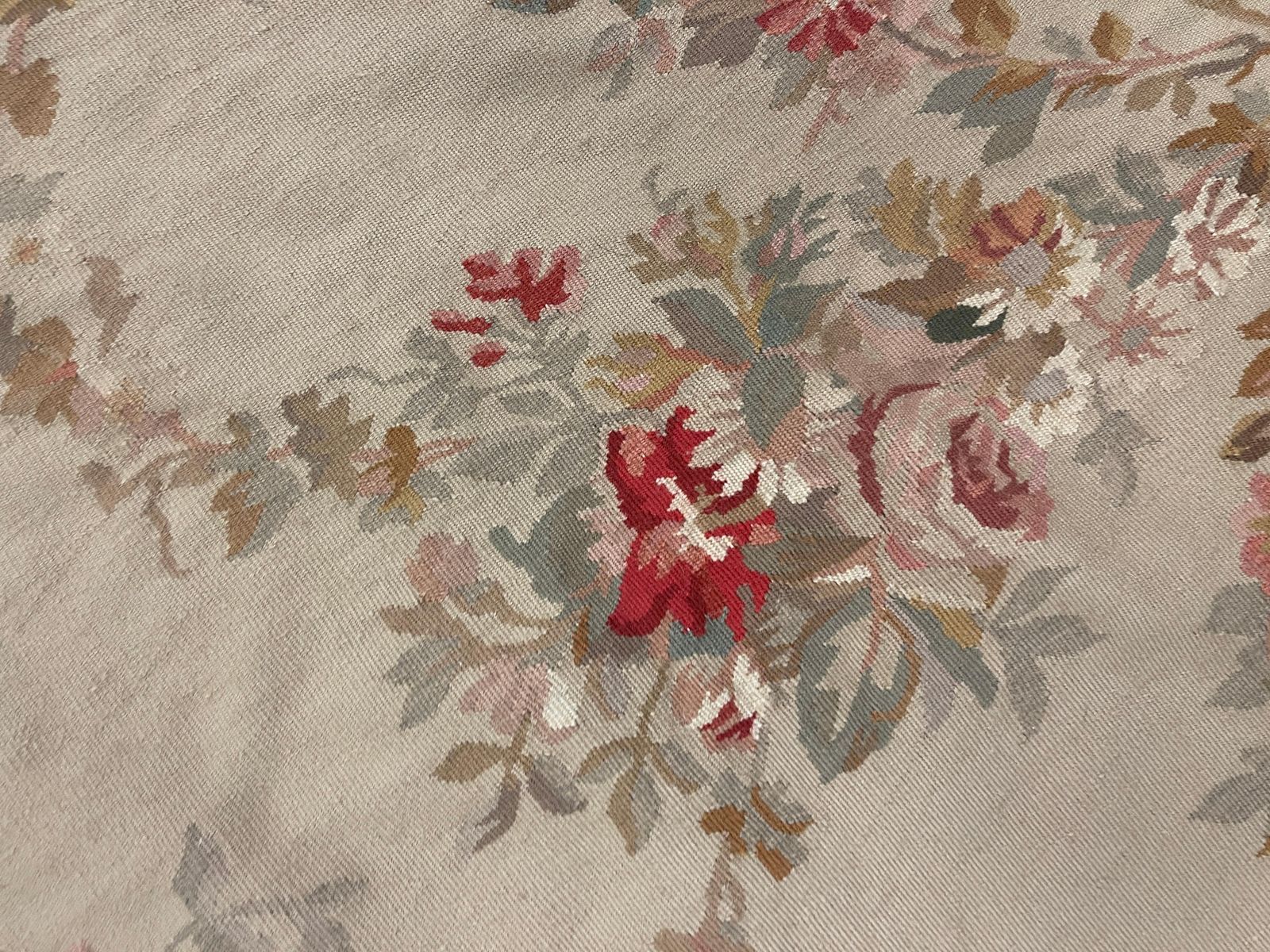 Traditional Green Baige Rug Carpet Aubusson Style Area Rug Wool Handwoven Runner photo 2658.0