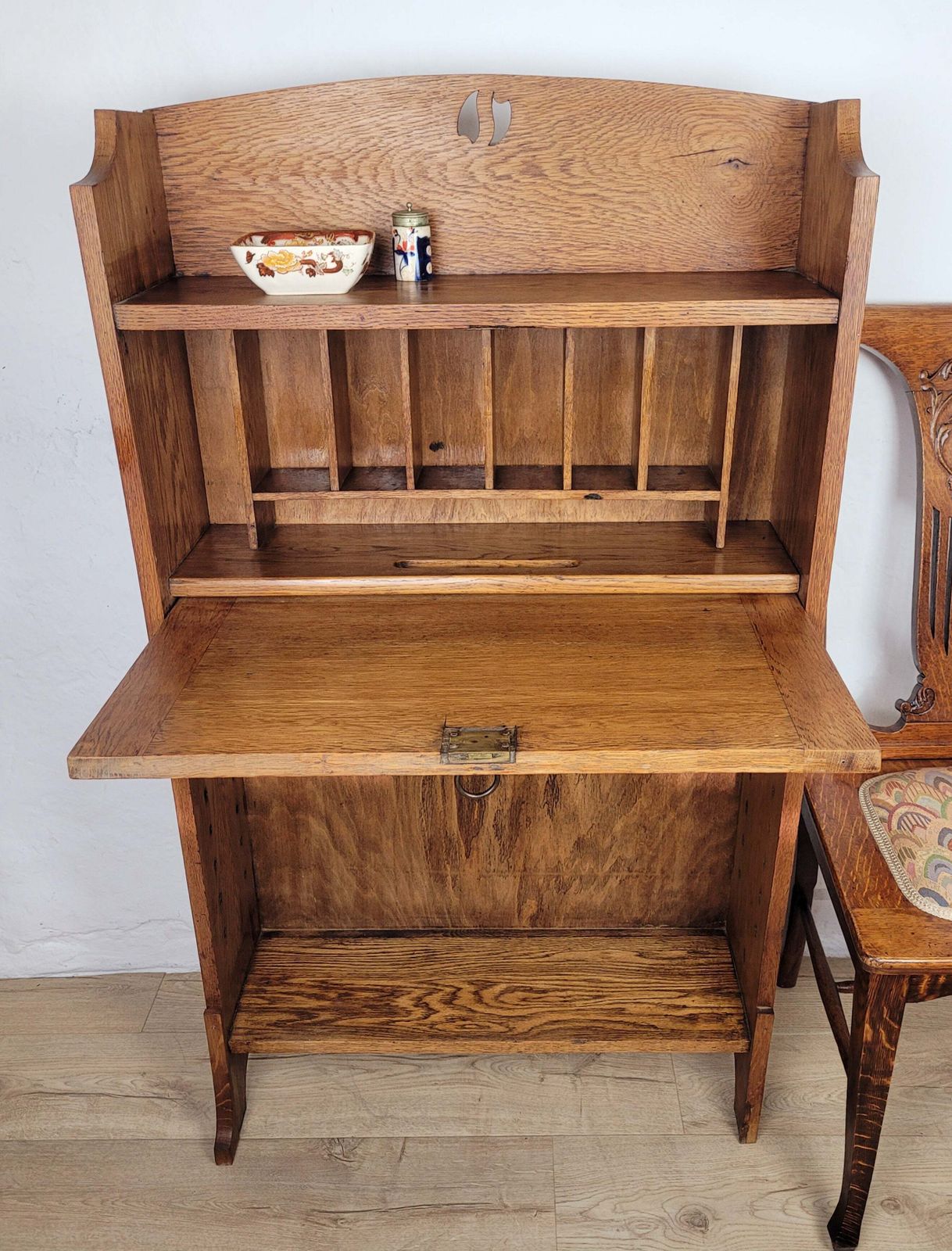 Student Writing Desk Arts & Crafts Oak Country Vintage 1950s photo furniture