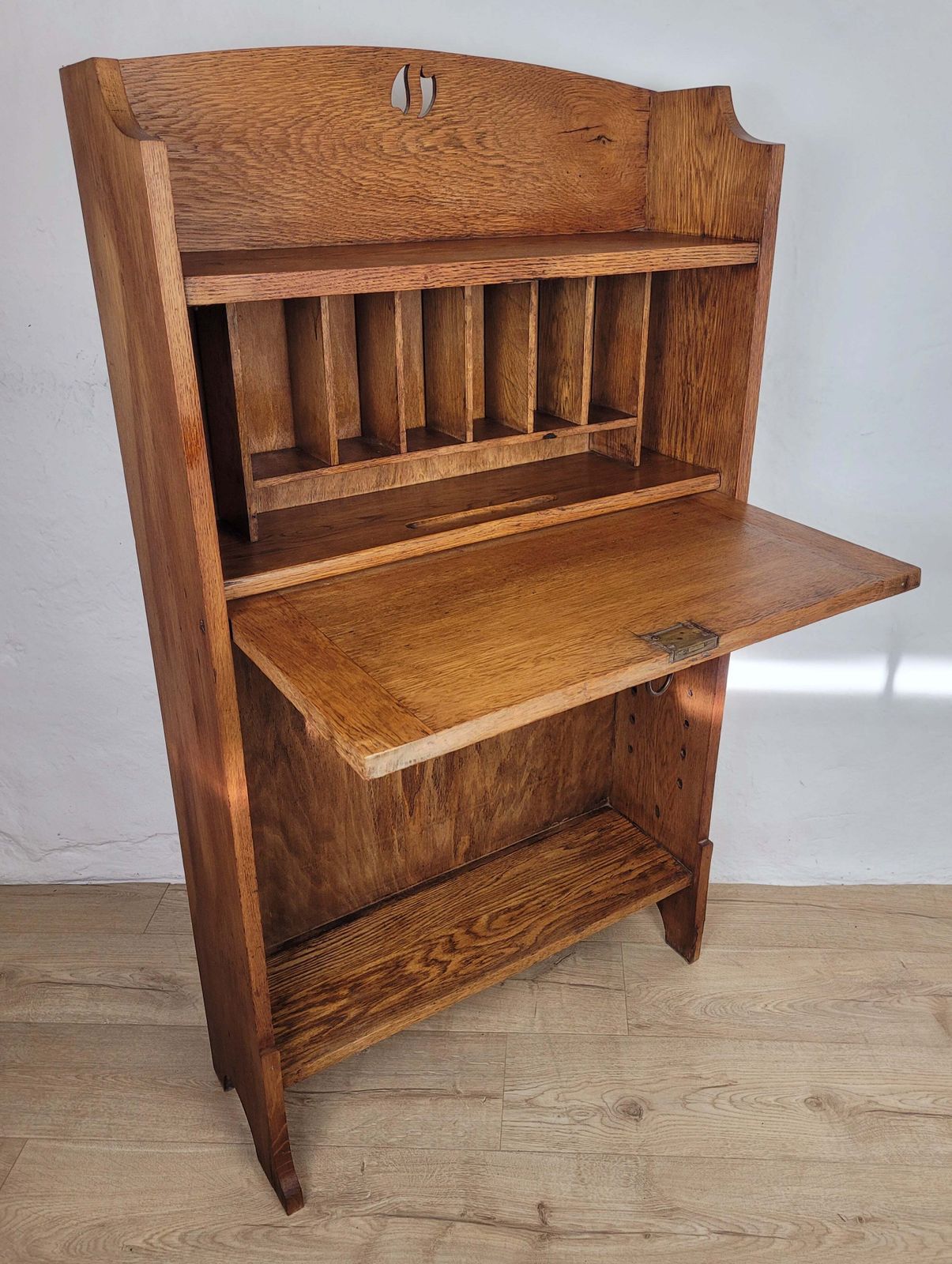 Student Writing Desk Arts & Crafts Oak Country Vintage 1950s photo Furniture