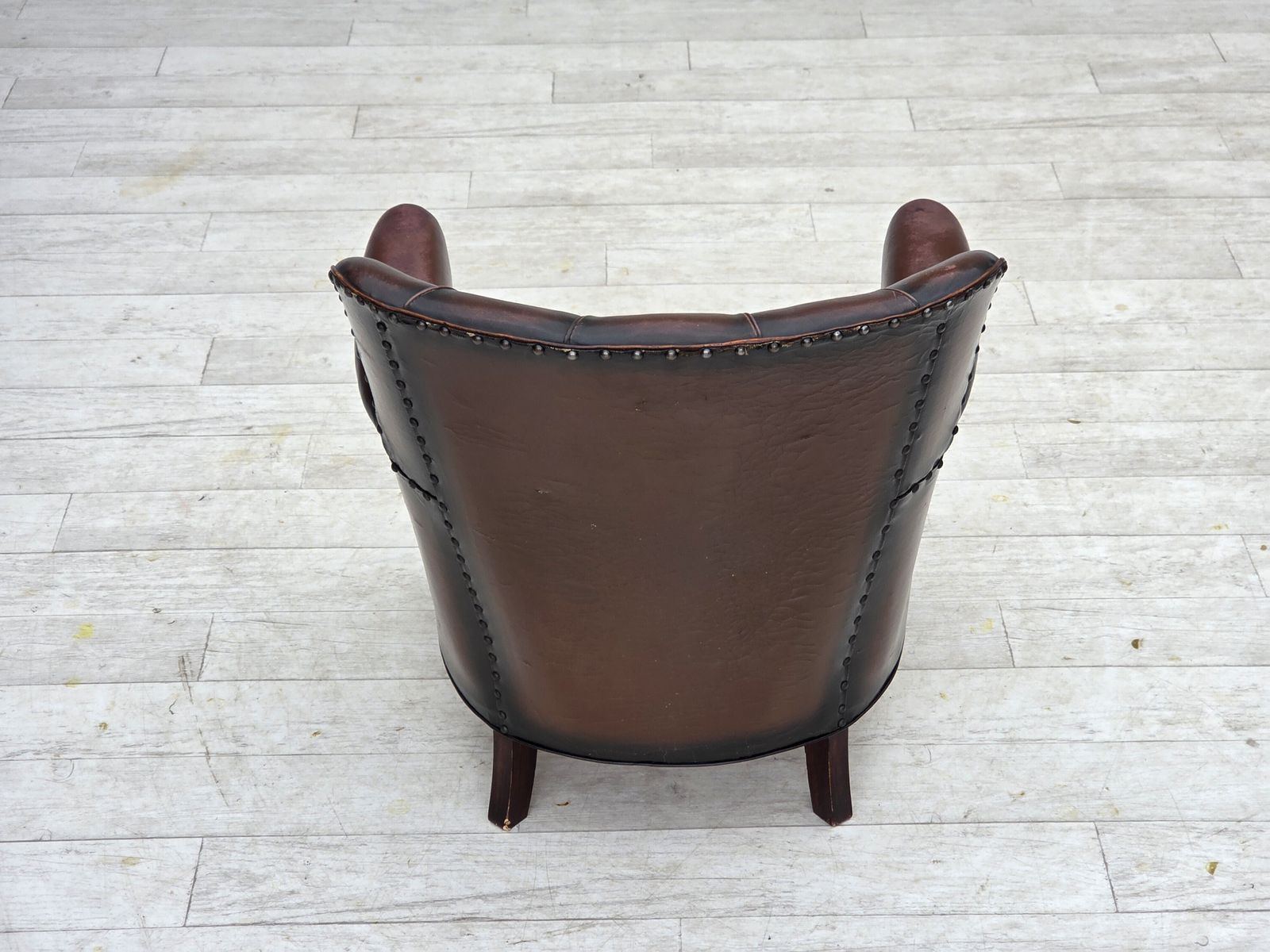 photo buy 1930s, Danish Armchair, Brown Furniture Leather, Velour.