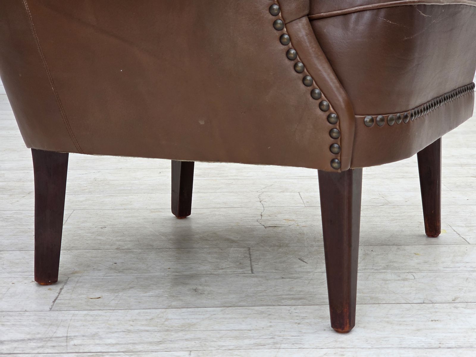 1960s, Danish Armchair, Furniture Leather, Ash Wood Legs. photo 970.0