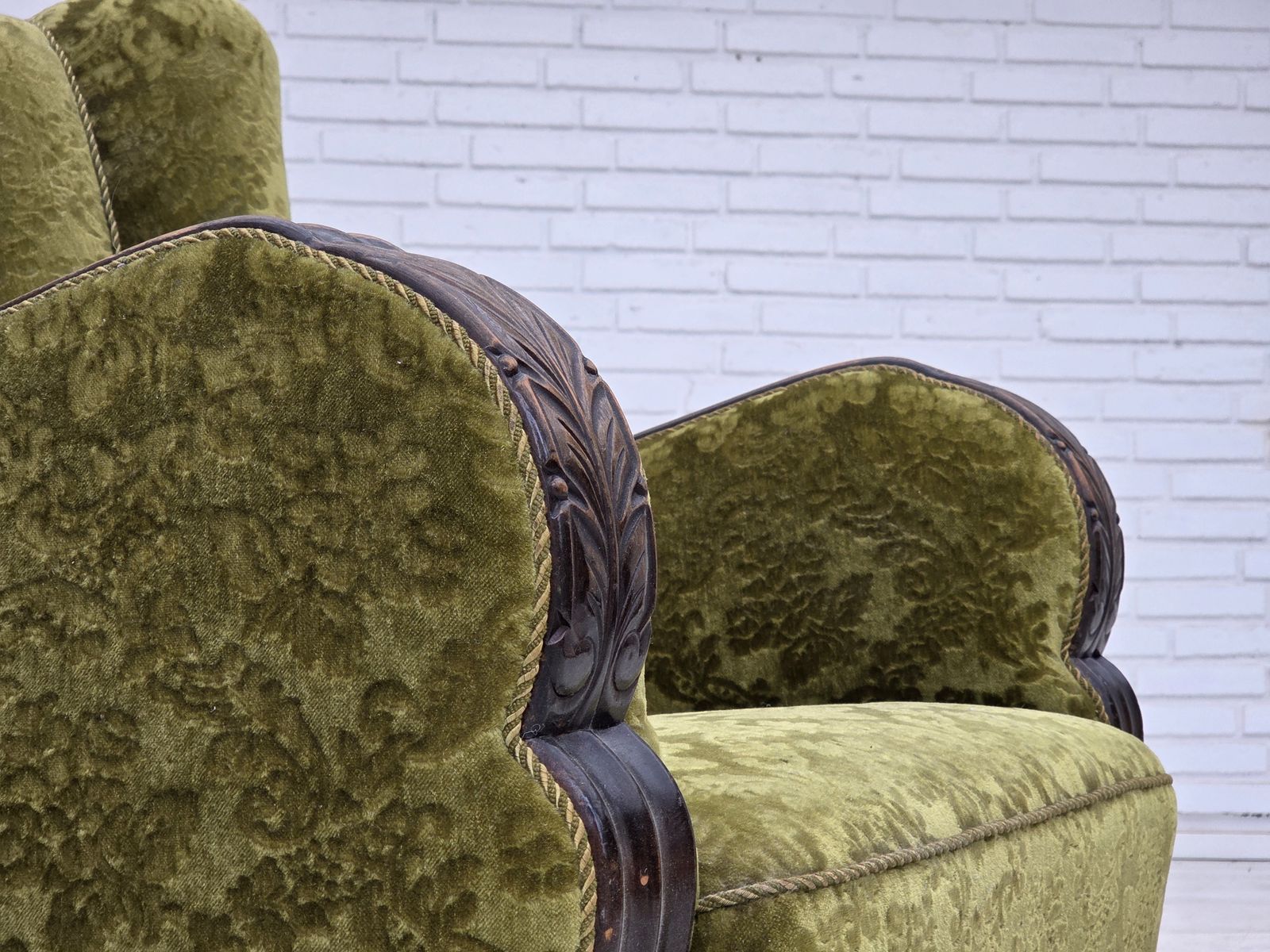1950s, Danish Relax Chair, Furniture Velour, Oak Wood. photo for sale
