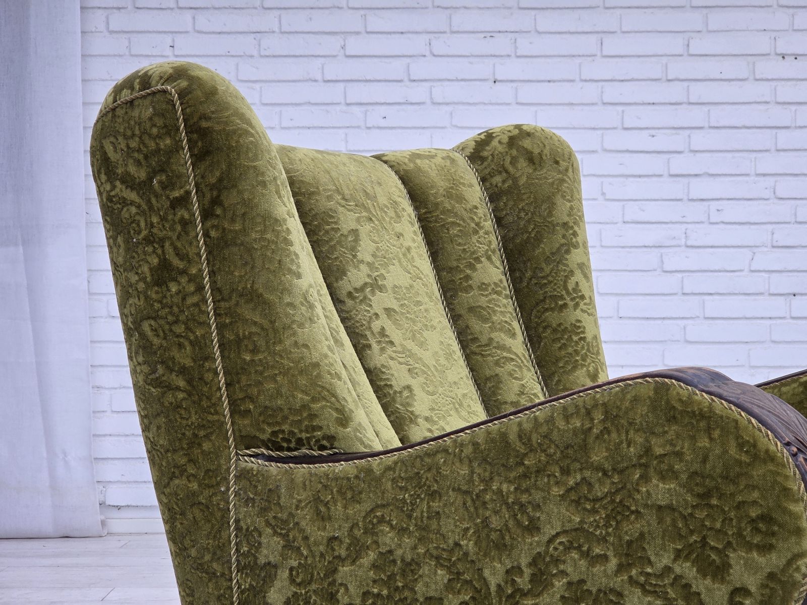 1950s, Danish Relax Chair, Furniture Velour, Oak Wood. photo Furniture