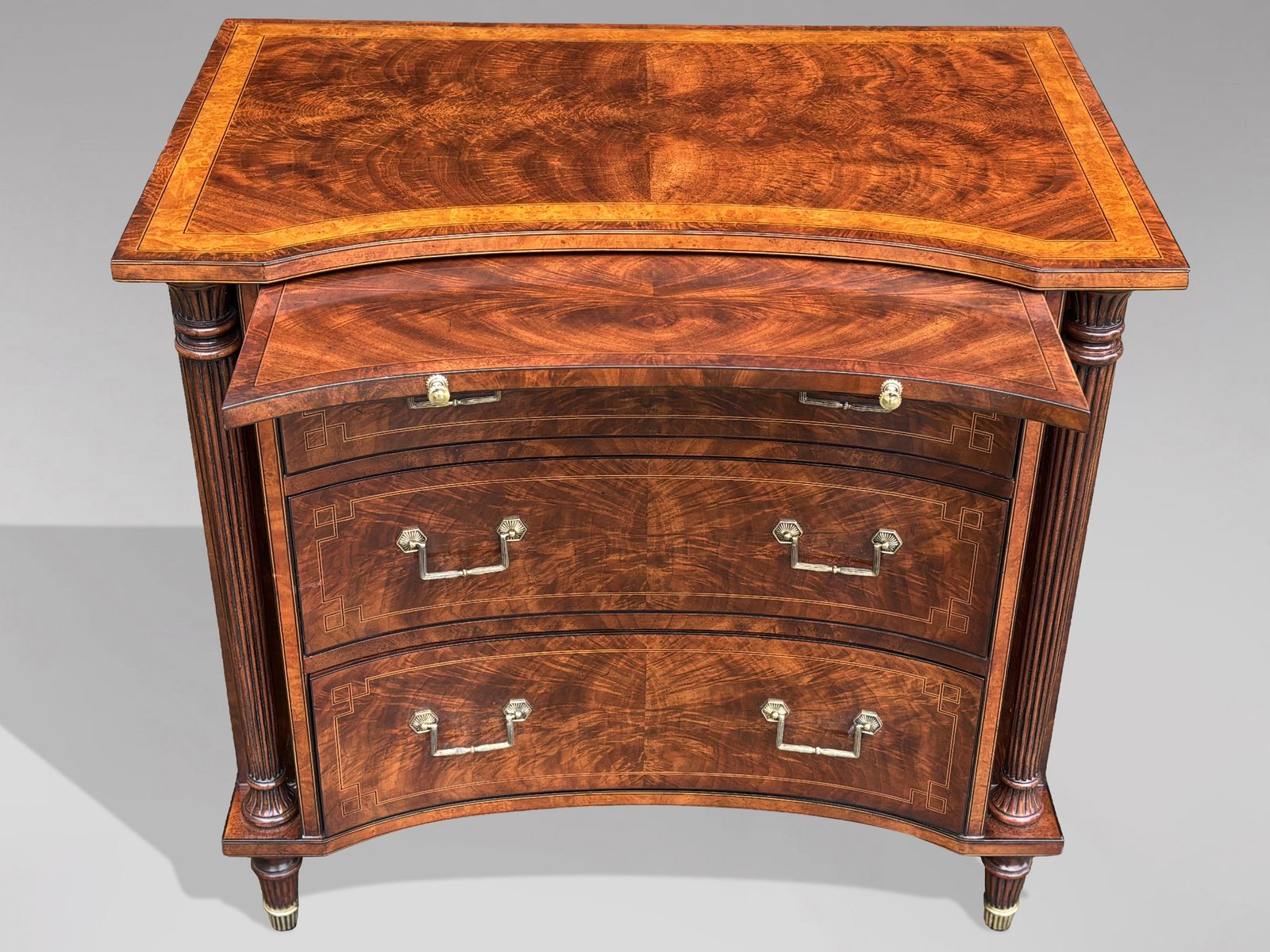 1980's Quality Walnut Inlaid Commode By Brights Of Nettlebed photo Furniture
