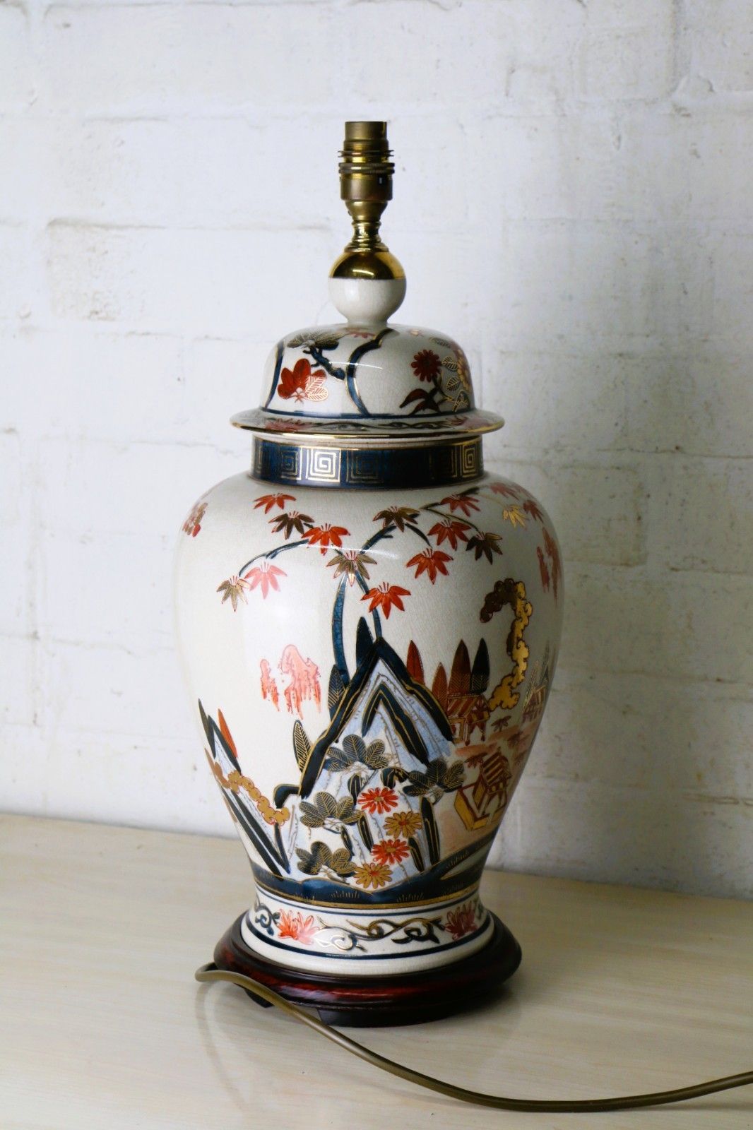 photo for sale Table Lamp Oriental Rochamp Vintage Ceramic Ginger Jar Lamp Rare Very Large 1989