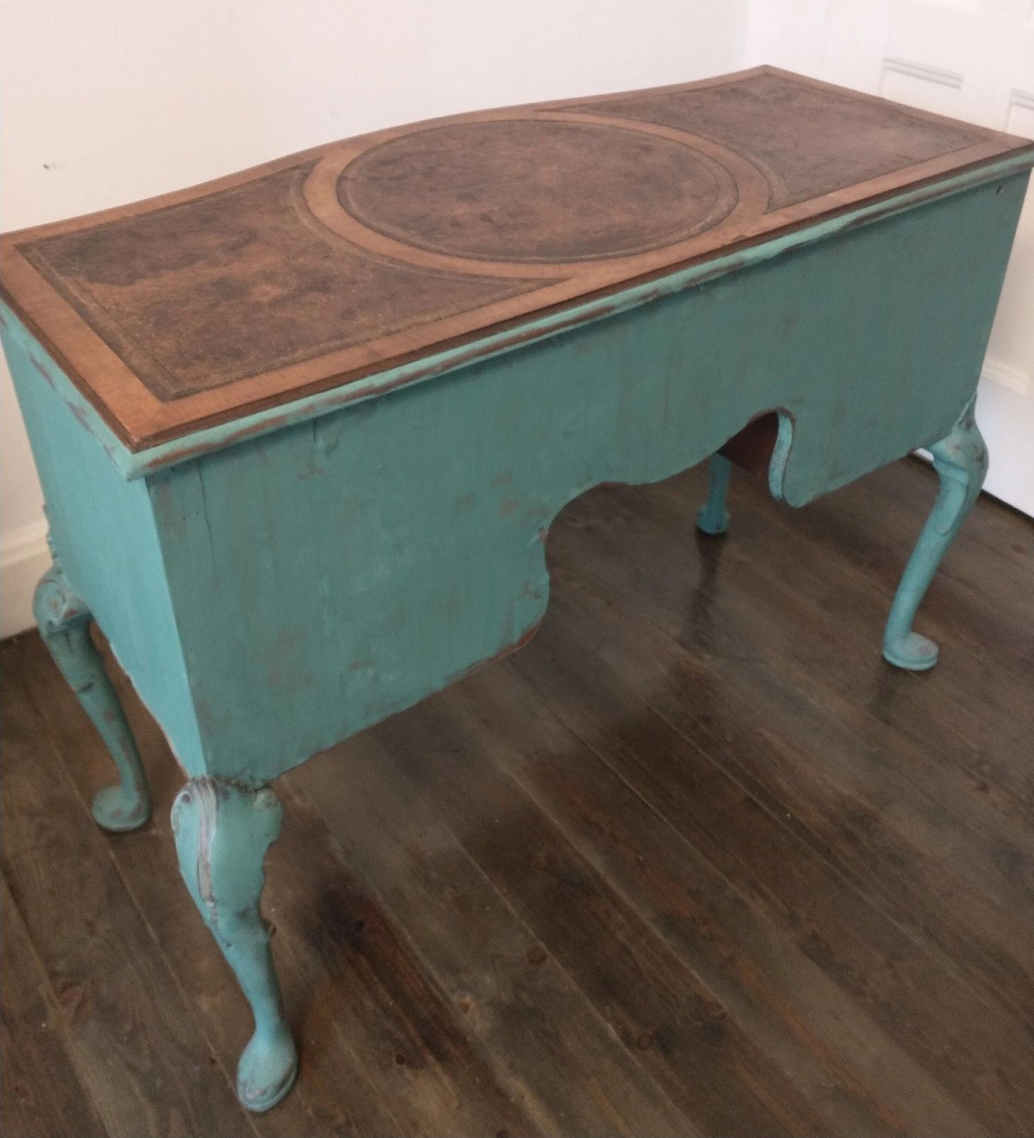 Green Painted 1930s Antique Louis Style Desk photo 450.0
