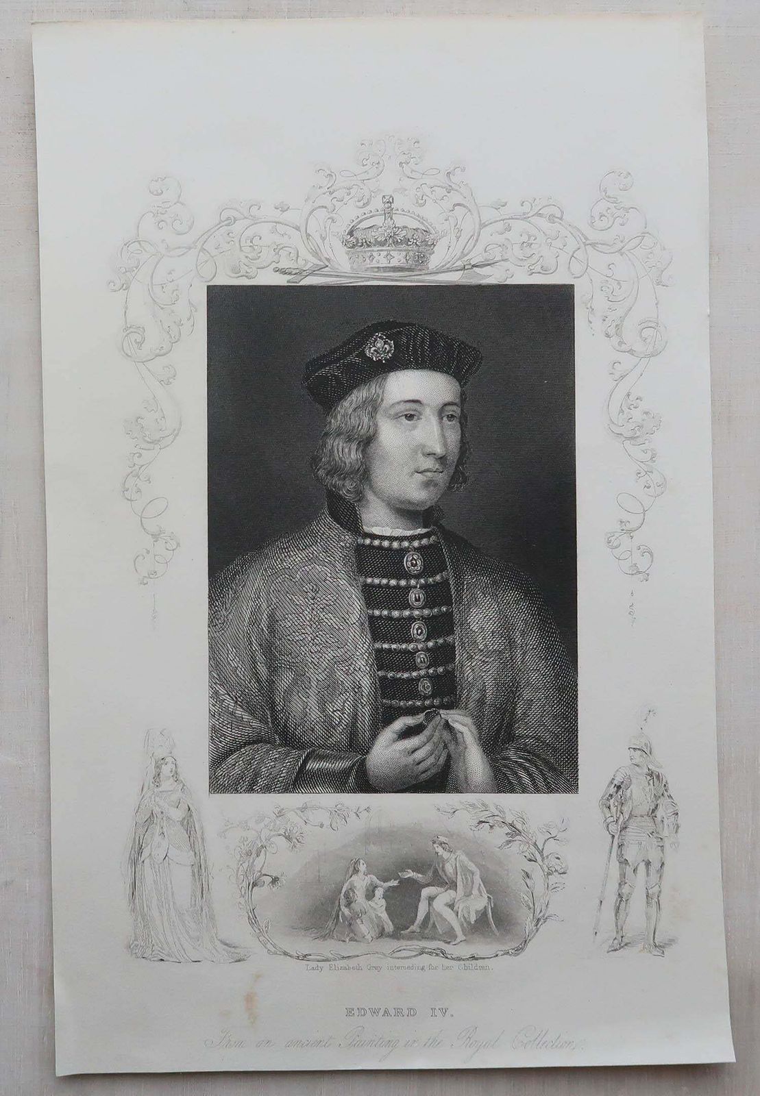 photo furniture Set Of 24 Original Antique Prints Of Kings Of England, C.1840