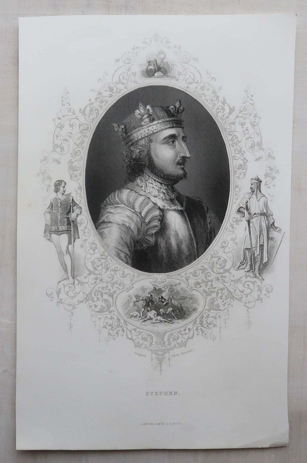 photo vintage Set Of 24 Original Antique Prints Of Kings Of England, C.1840