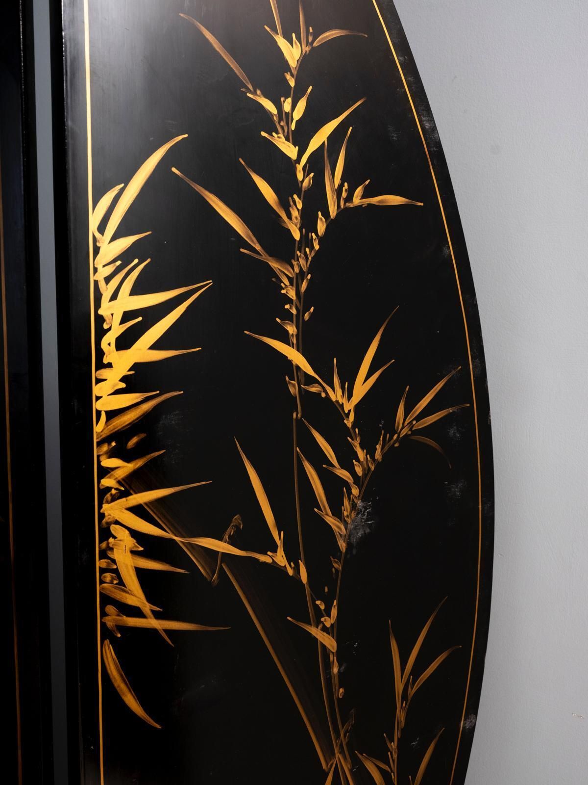 Chinese Export Black Lacquer And Mother Of Pearl Folding Screen Mid 20th Century photo 3162.0