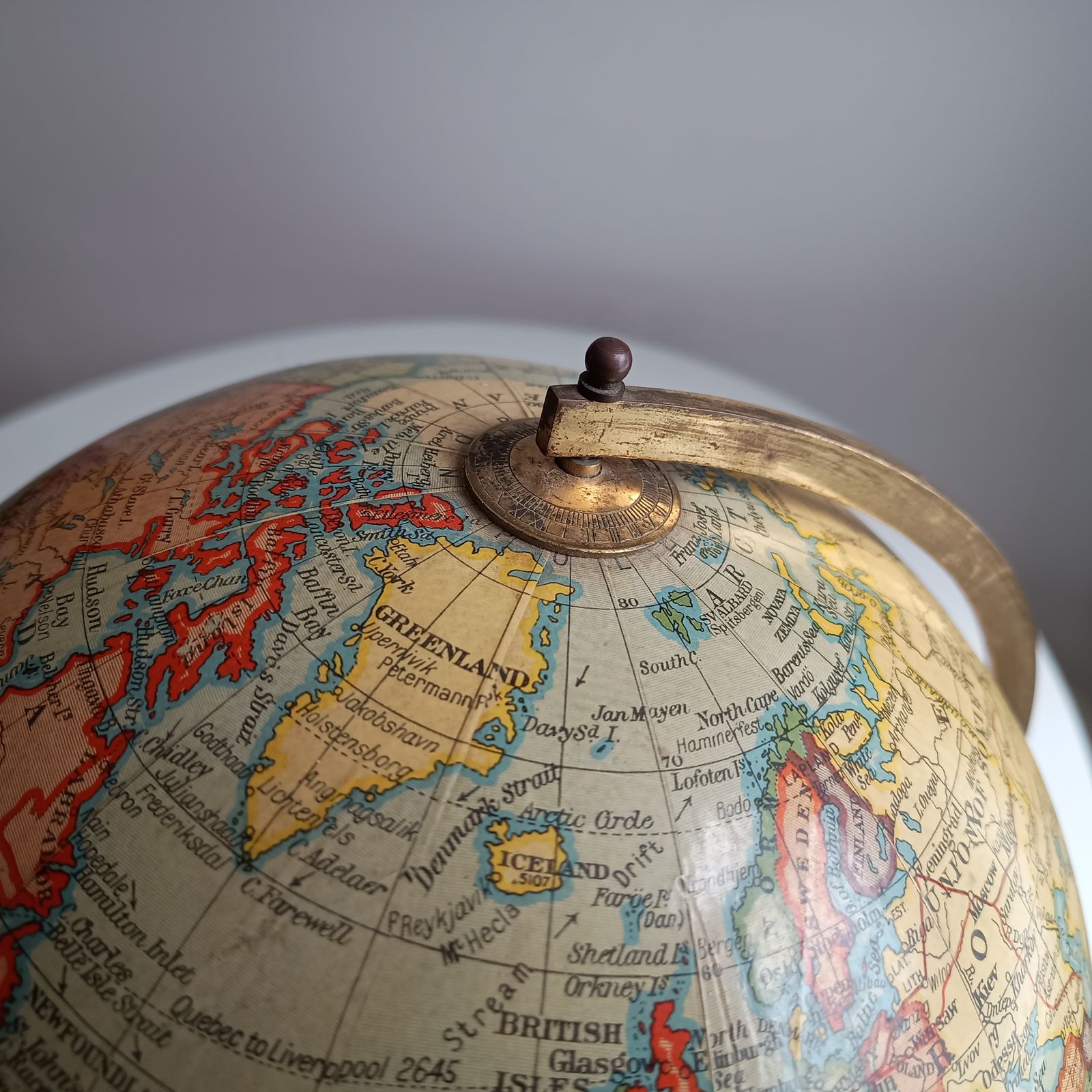 Art Deco Geographia 1947 10 Inch Globe: Final Year Of British Raj, Bakelite Jelly Mold Base, Steamer Routes photo vintage