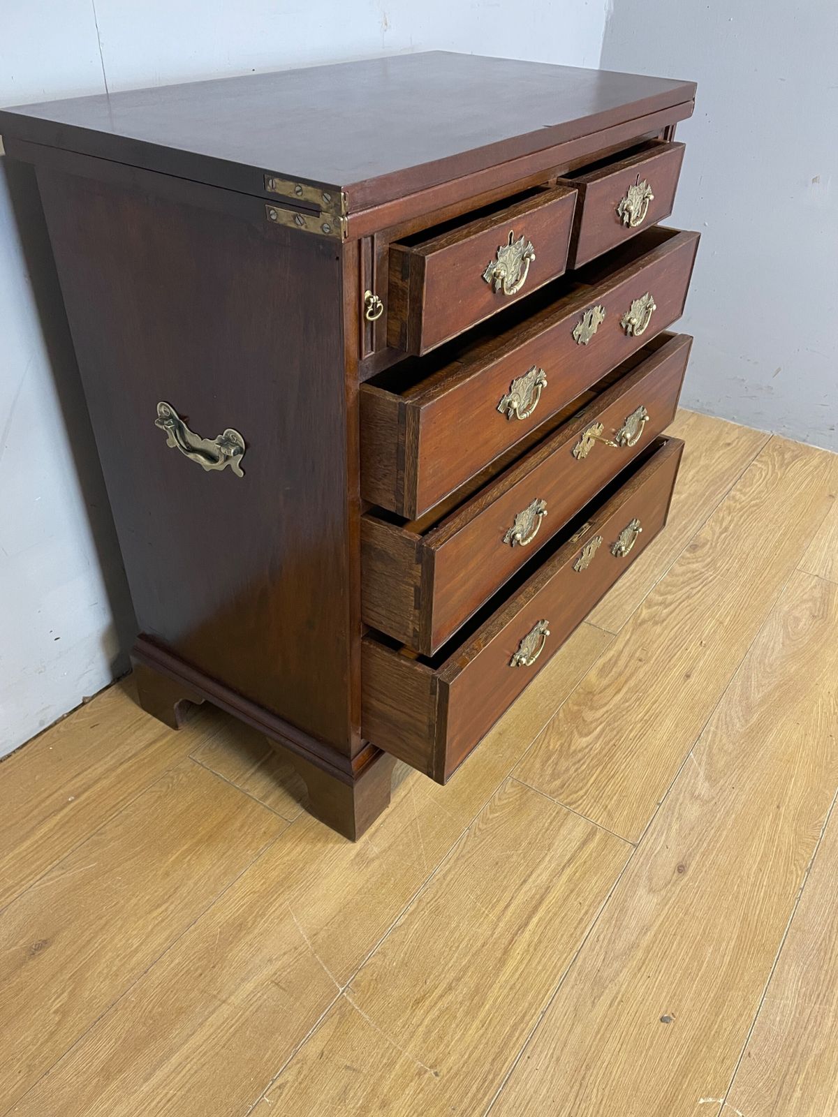 C19th Small Mahogany Bachelors Chest On Bracket Feet photo for sale