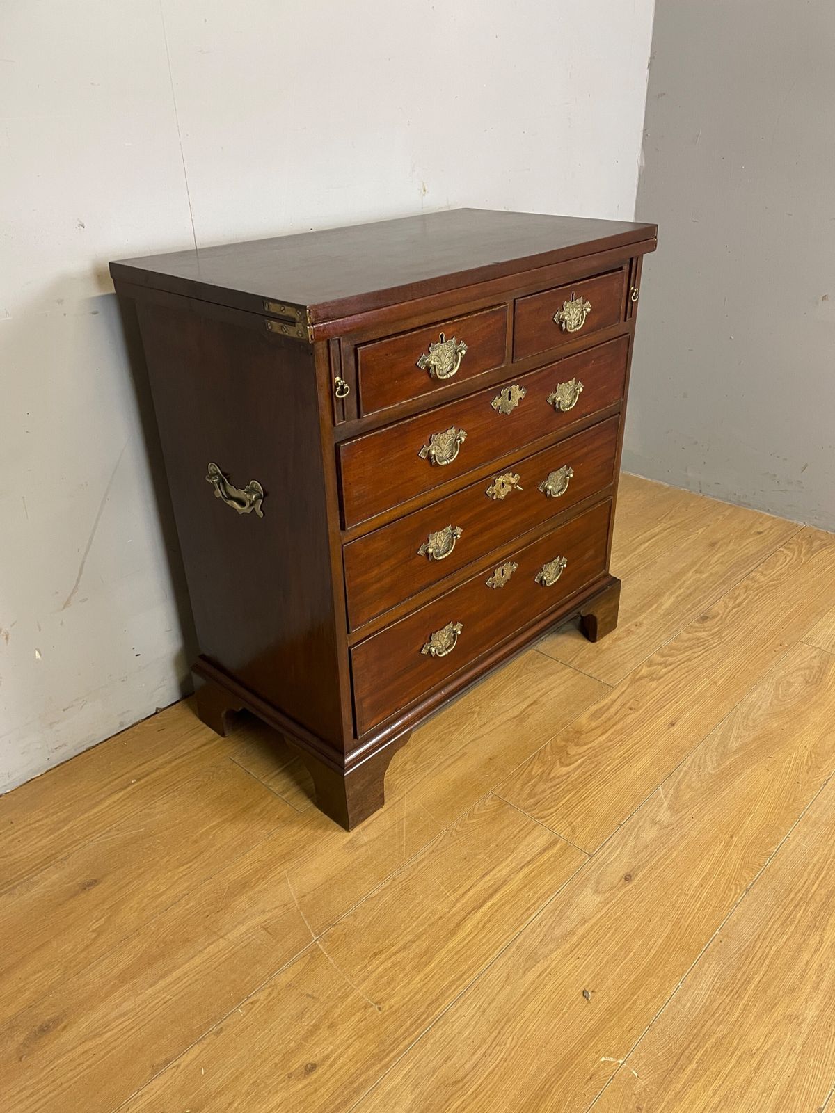 C19th Small Mahogany Bachelors Chest On Bracket Feet photo Furniture