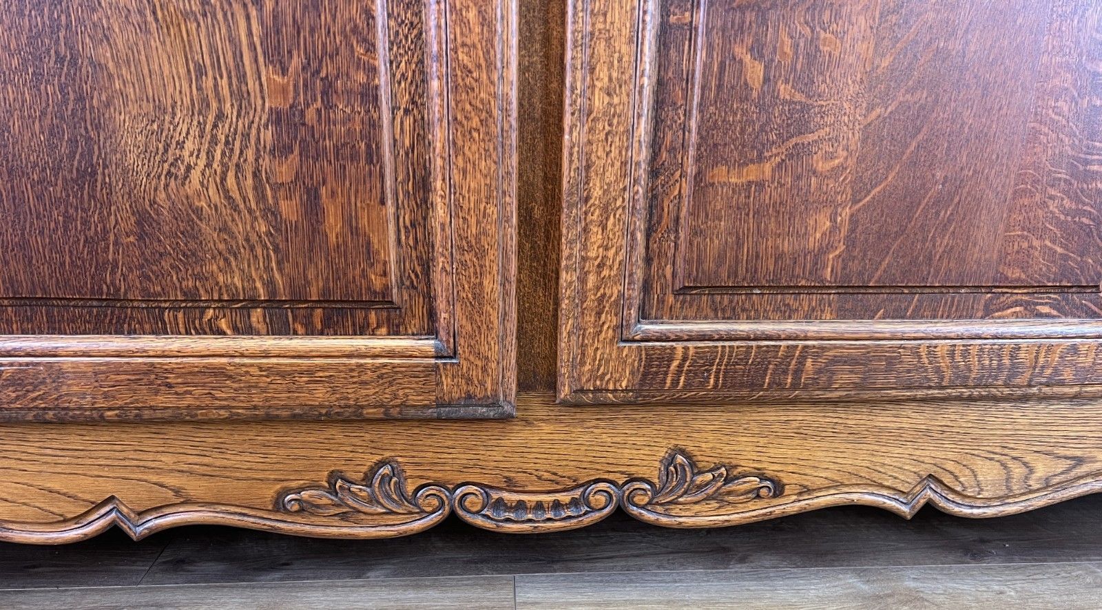 photo for sale Wardrobe Vintage French Louis XVI Style Oak Four Door Carved Armoire Lot 4827