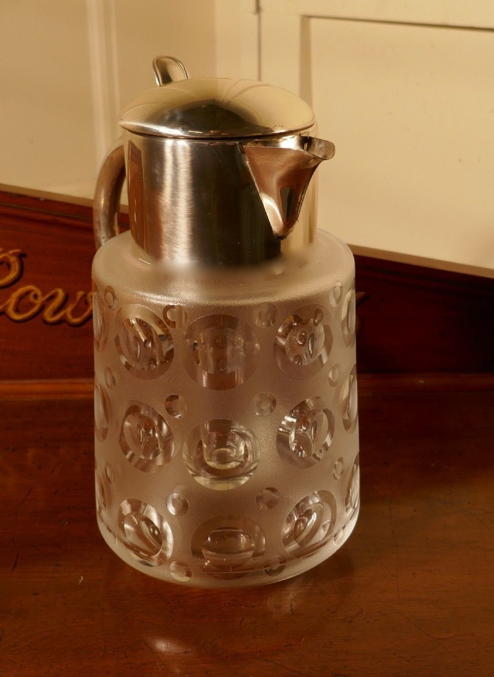 German Art Deco Crystal And Silver Plated Chiller Jug photo furniture