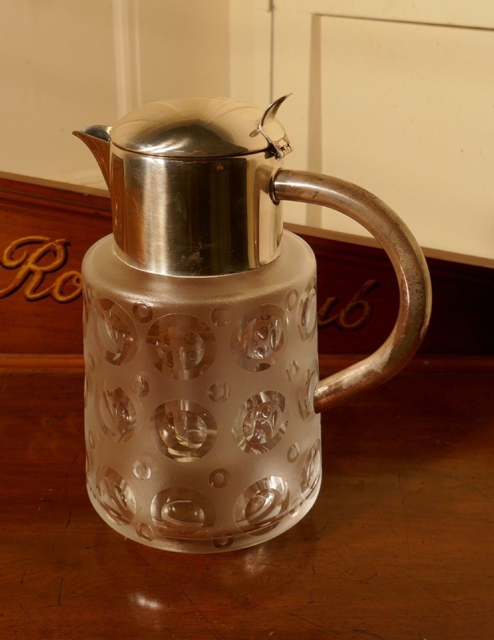 German Art Deco Crystal And Silver Plated Chiller Jug photo Home Decor