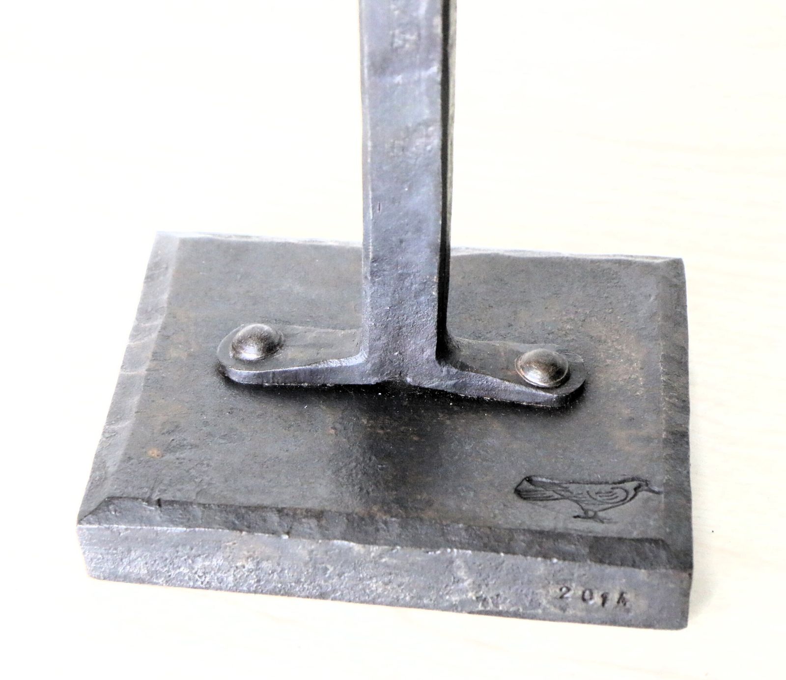 photo for sale A Unique & Large Wrought Iron Sculptural Candlestick Featuring A Bird And Hands Freedom Beautifully Made