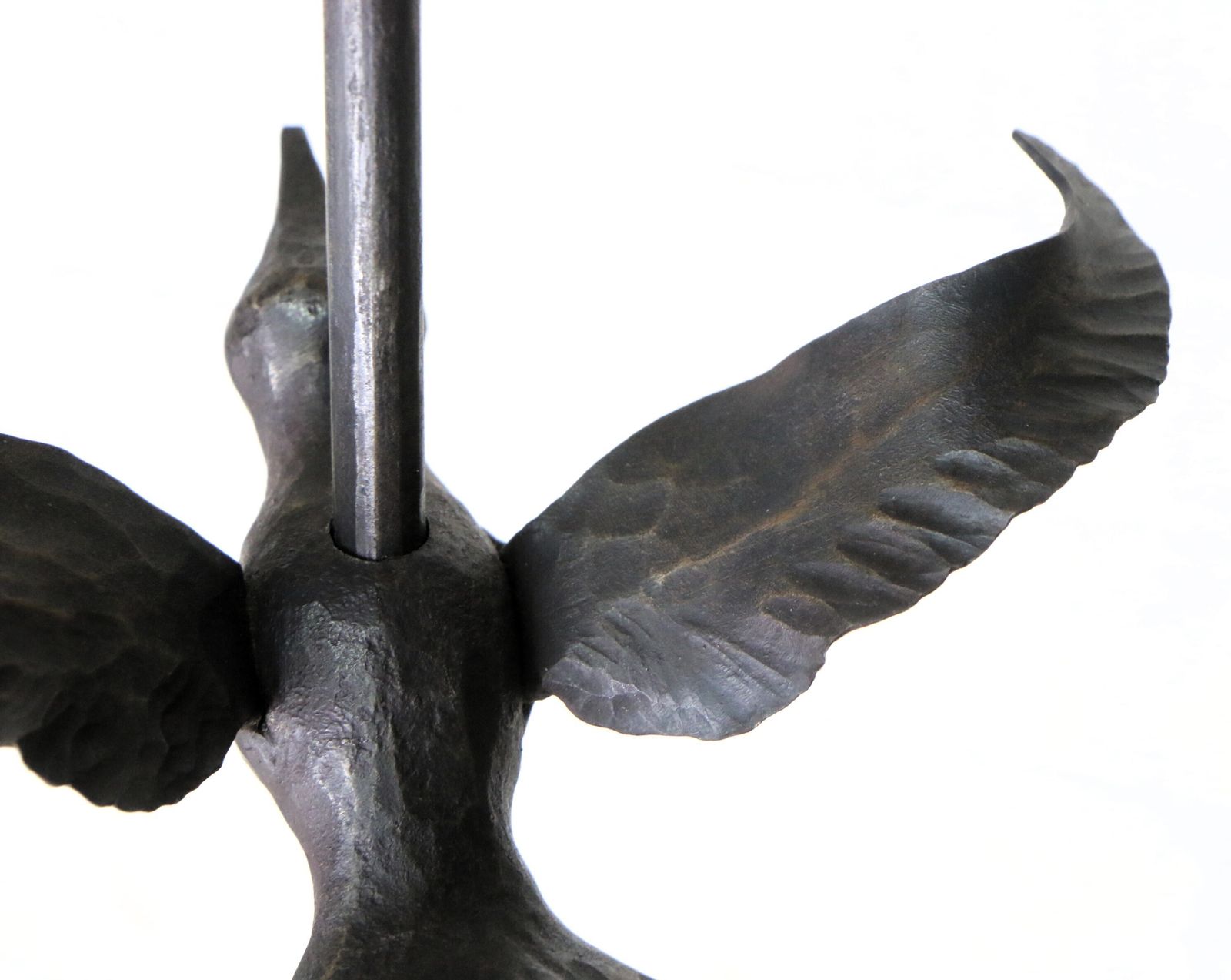 photo vintage A Unique & Large Wrought Iron Sculptural Candlestick Featuring A Bird And Hands Freedom Beautifully Made